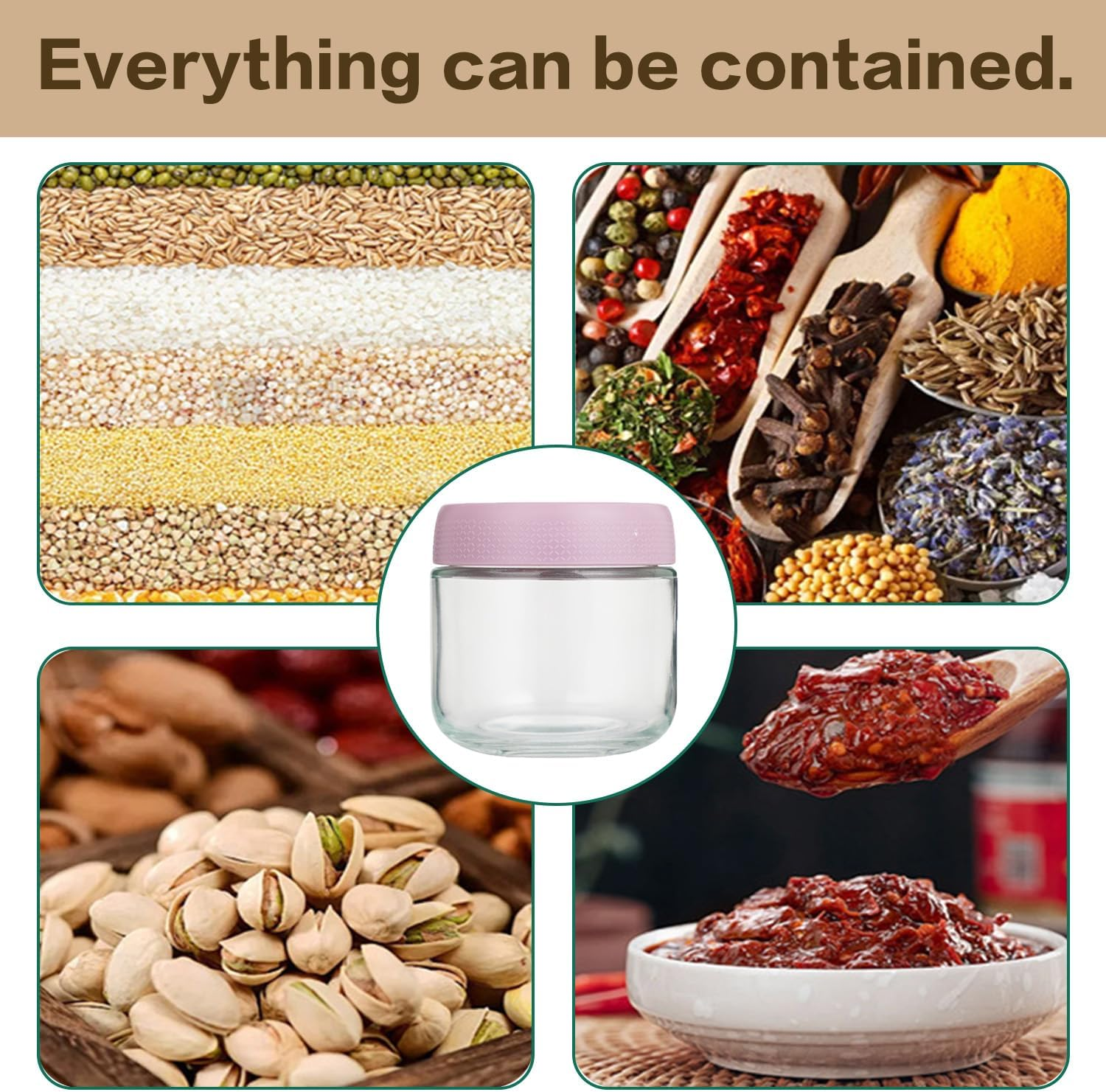 Kaoruo 6 Pack 10Oz Overnight Oats Containers with Lids, Glass Jars with Airtight Lids, Food Storage Containers for Yogurt Spice Snacks Sugar(300Ml) image number 5