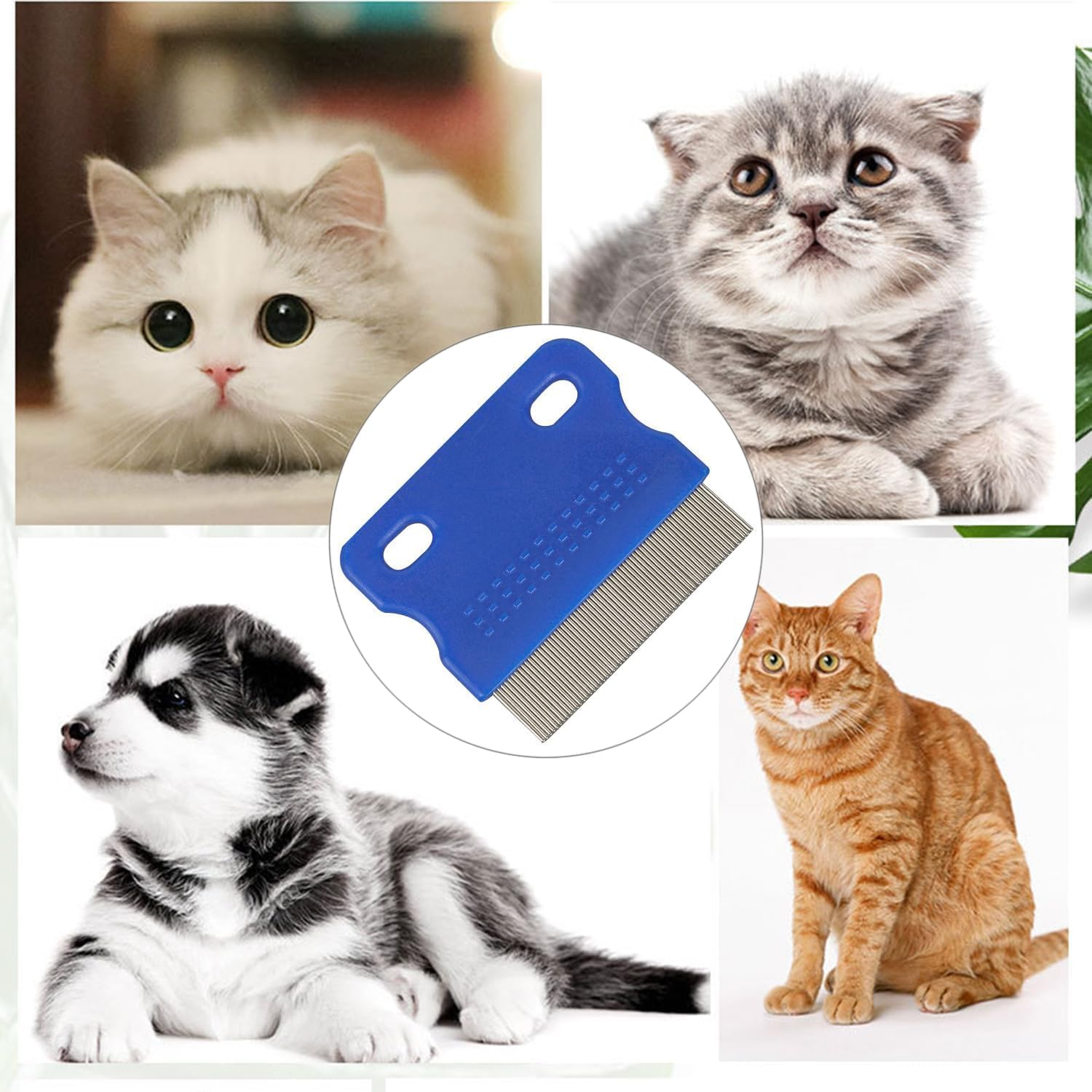 Cat Dog Flea Comb, Pet Comb Stainless Steel Lice Comb, Pet Dogs Cats Care Tool, Pet Tear Stain Remover Combs, Pet Care Comb (Blue, One Size) image number 3