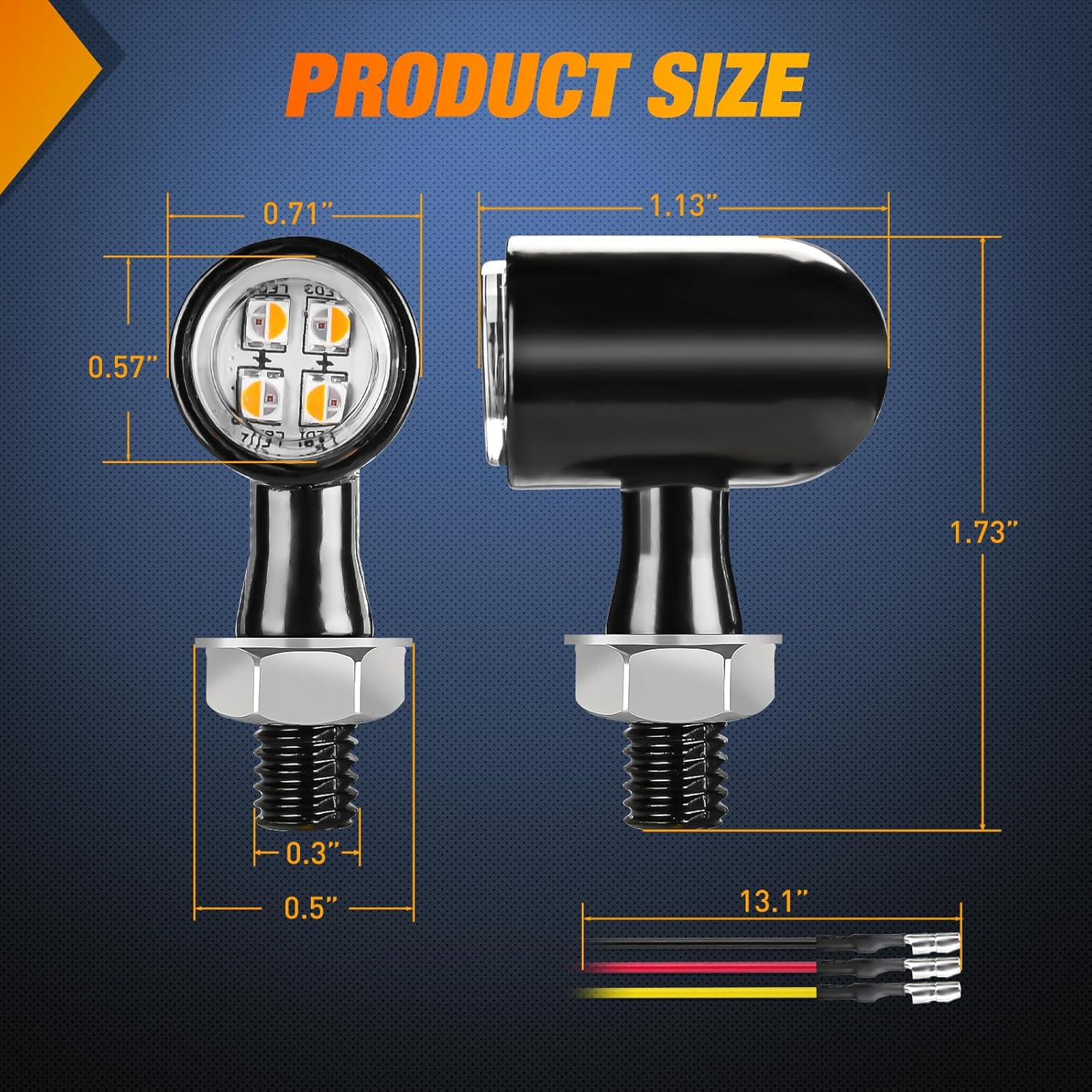 Nilight Motorcycle Rear LED Turn Signals Brake Tail Light Red Yellow Beam Mini Size Blinkers Compatible with Harley Honda Kawasaki Suzuki Triumph Yamaha Cruiser