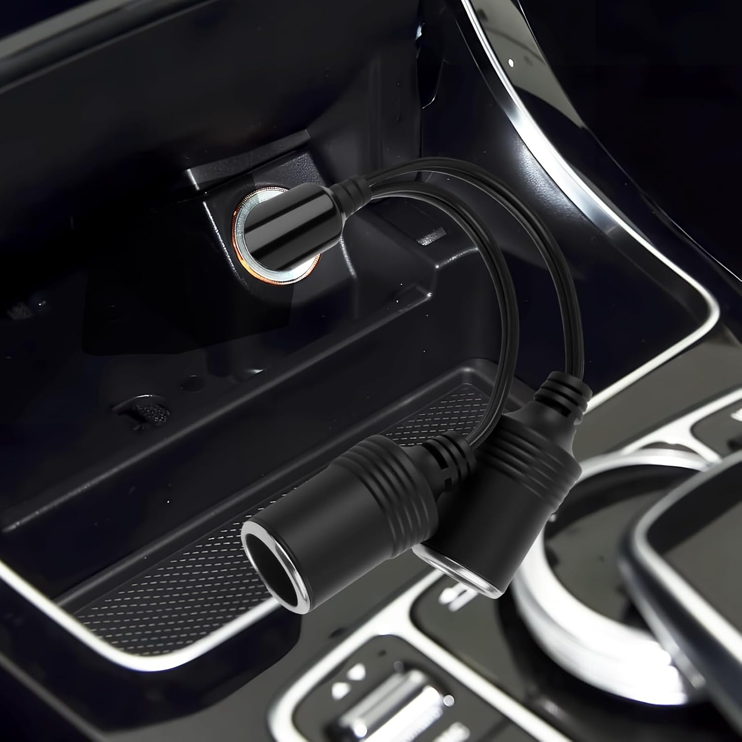 1 to 2 Car Cigarette Lighter Splitter Adapter - 12V/24V Plug Socket 2-Way Splitter Y Adapter with 15A Fuse, 9.84" Extension Cord with Dual Charger Port for Simultaneous Charging for Cars Trucks Rvs image number 4