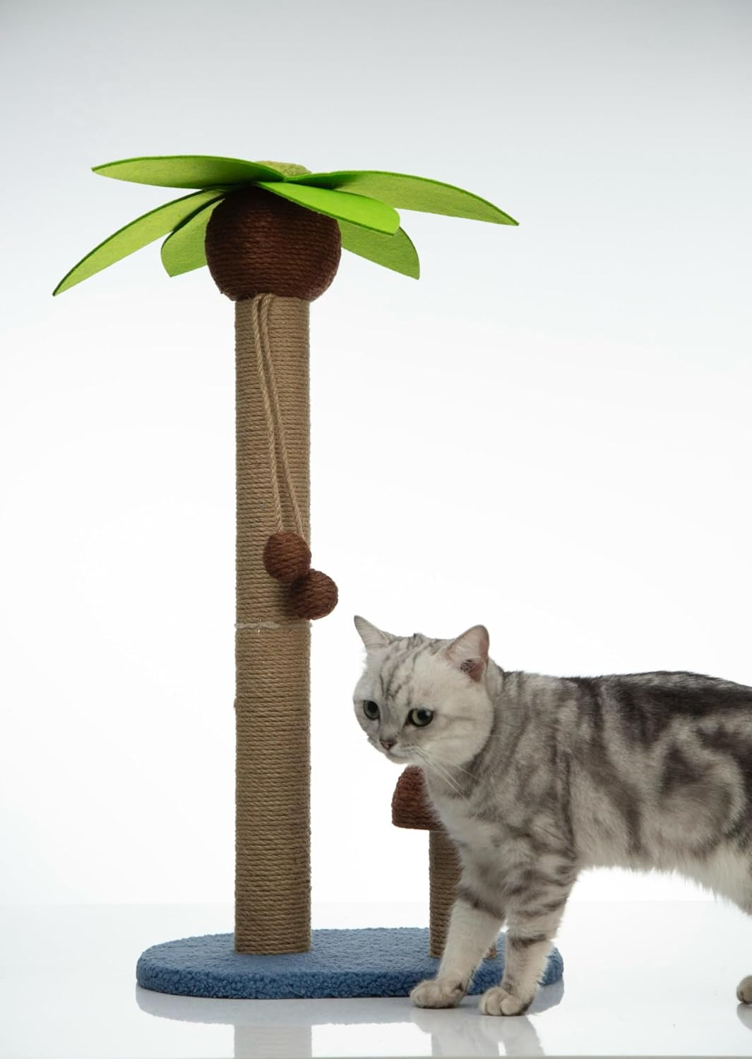 Cat Scratching Post 75Cm Tall Coconut Tree Style Cat Scratch Post with Interactive Ball - Eco Friendly Natural Sisal Rope for Indoor Cats Extra Tall Cat Scratcher image number 5