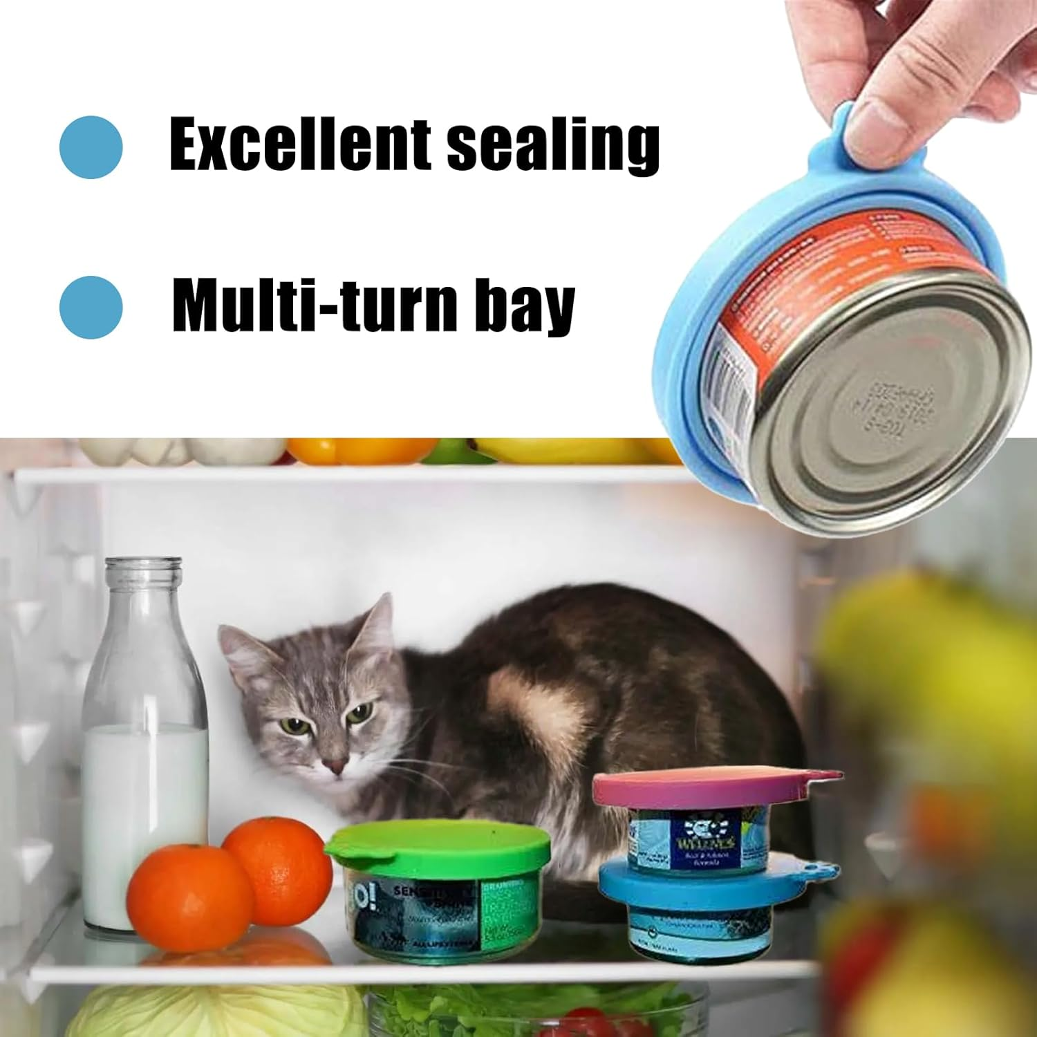 Silicone Lid for Cans for Dogs and Cats, Universal Silicone Can Lid for Pets, Pet Food Can Lid, Dishwasher Safe, 3-In-1 Universal Can Lid for Cat and Dog Food