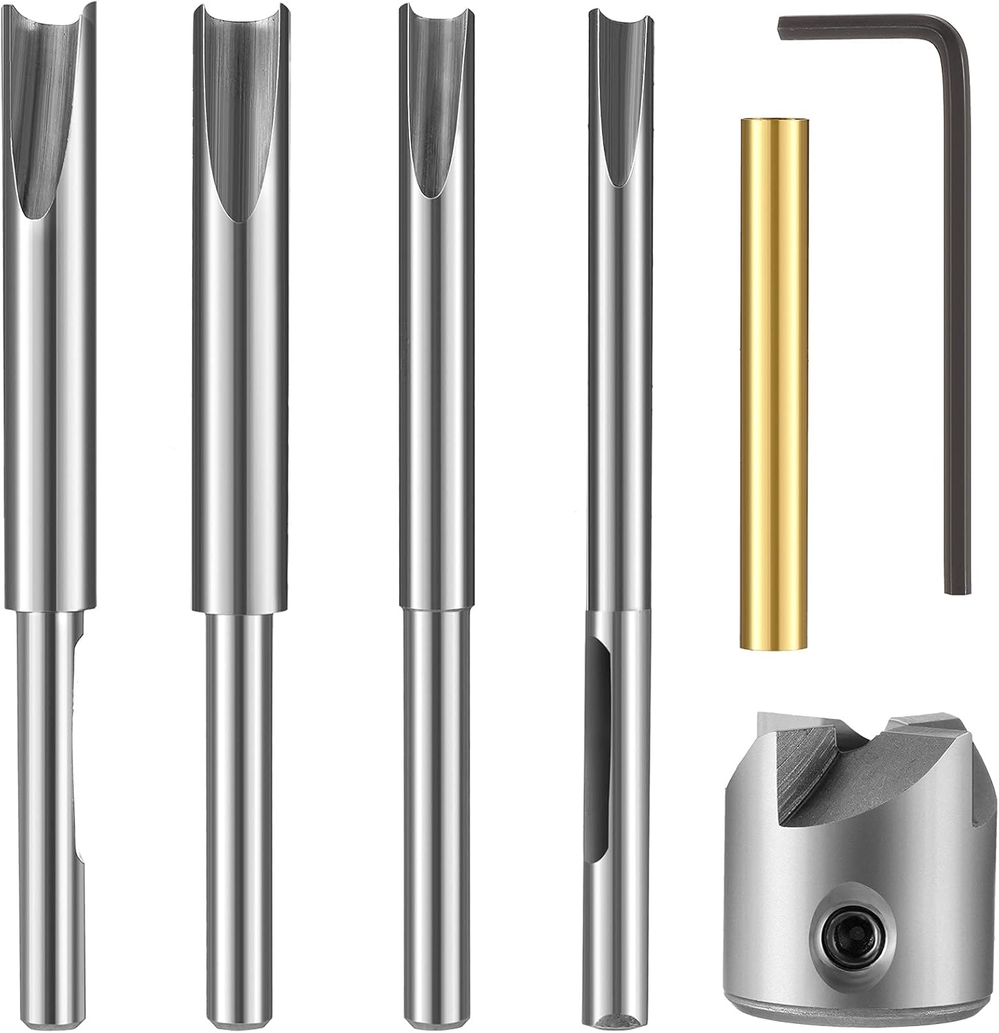 7 Piece Pencil Trimmer Kit Pencil Trimmer System Milling Cutter Set 7Mm 8Mm 3/8 Inch 10Mm Cutter Shaft, Cutting Head Socket Adapter Hex Wrench for Woodworking Pen Kit Preparation