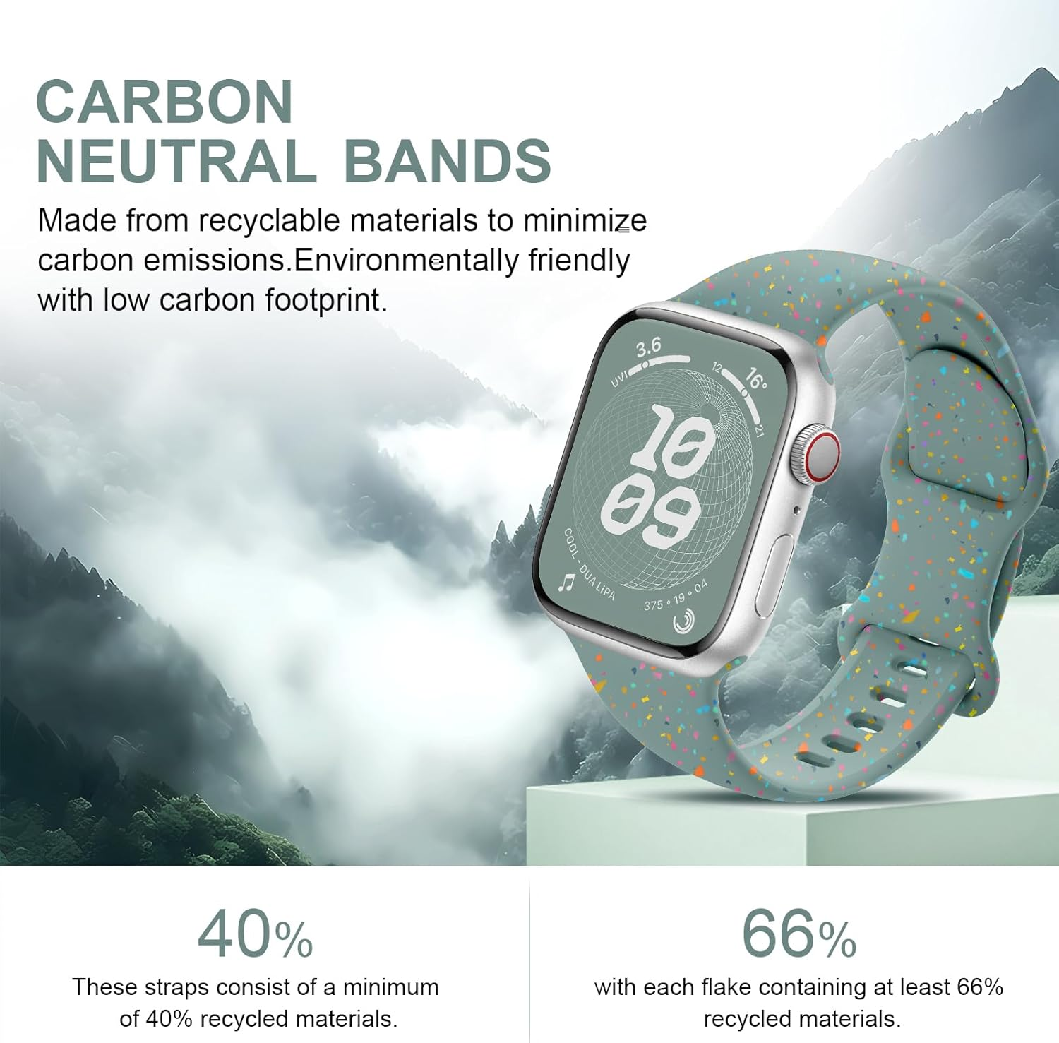 Sport Bands for Apple Watch Band 40Mm 41Mm 38Mm 44Mm 45Mm 46Mm 42Mm Iwatch Bands for Women Kids Men,Cute Recycled Plastic Silicone Strap for Apple Watch Series 10 9 8 7 6 5 4 3 SE 2Nd Ultra/2 49Mm image number 5