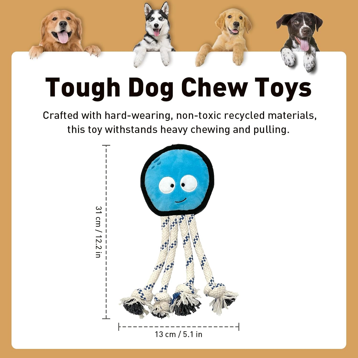 Duuclume Dog Squeak Toys,Tug of War Plush Dog Chew Toys,Knotted Rope for Teeth Cleaning & Boredom Buster for Aggressive Chewers Medium to Large Pets image number 2