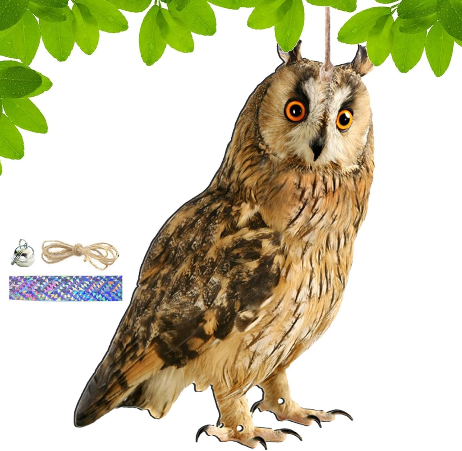 2 Pieces Hanging Hawk Bird Scarers for Gardens, Farm Protector Bird Scarer with Deterrents Reflective Tape, Pigeon Deterrents Scarers Hawk, Hawk Decoy to Scare Birds Away from Garage Home Roofs Ponds