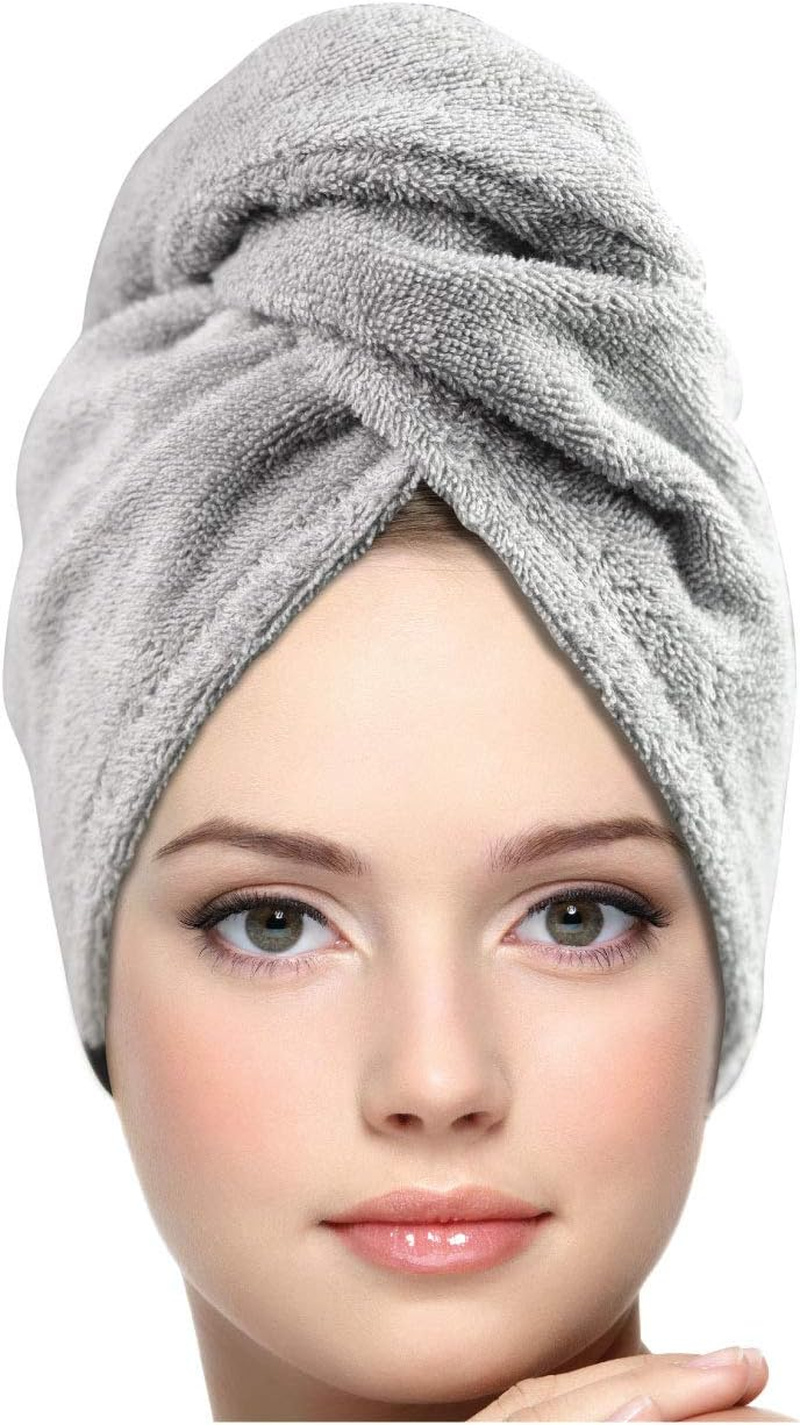 KEEPOZ Hair Towel Wrap Quick Dry 100% Cotton Super Absorbent Turban Head Wrap for Women with Button, Non Microfiber anti Frizz Hair Products, Hair Cap for Curly, Long & Thick Hair (Pink, 1 Pc)