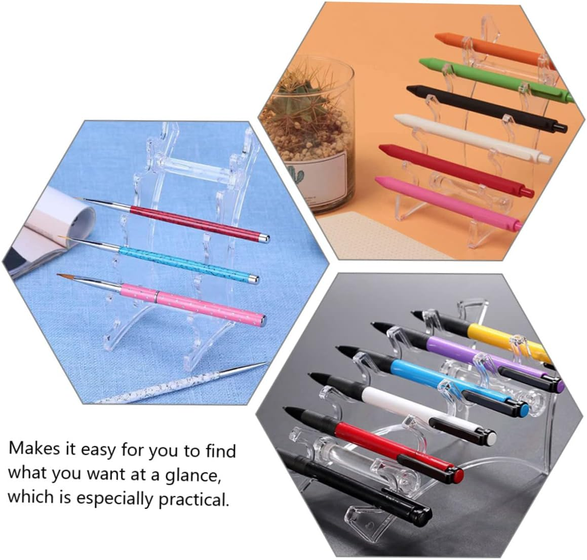 PLAFOPE 2Pcs Plastic Eyebrow Pen Stand Nail Art Pen Display Rack Pen Storage Holder Office Accessories Space-Saving Design image number 6