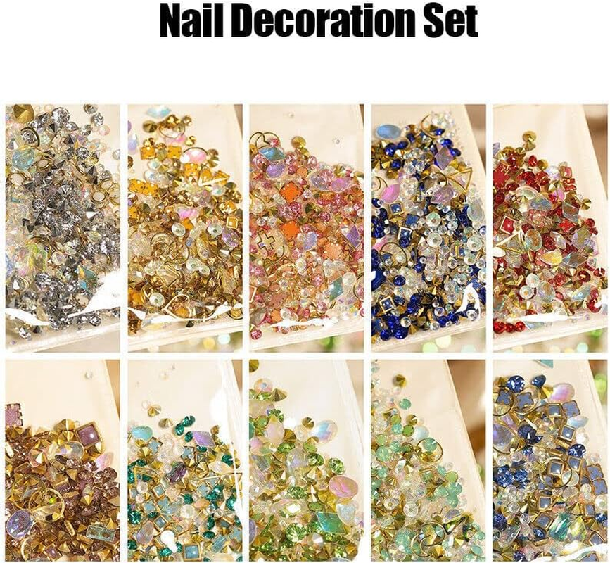 10 Styles Aurora Colorful 3D Nail Art Drill Heart Diamond Crystal - Perfect for Elegant Manicures and DIY Nail Art - Durable and Sparkling image number 3