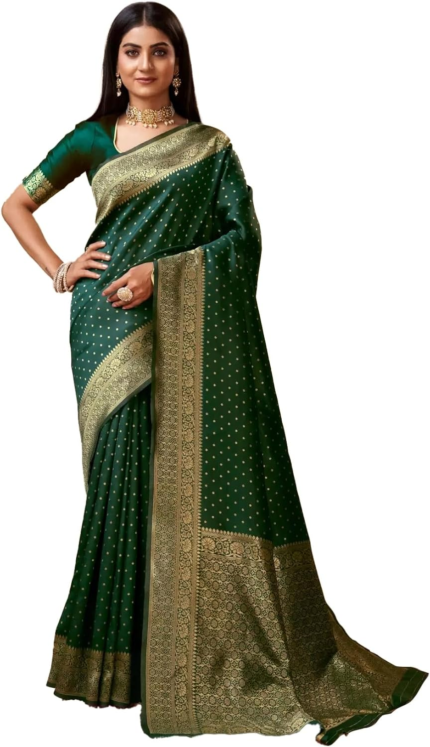 Sugathari Women'S Banarasi Saree Pure Kanjivaram Silk Saree Soft New Ladies 2023 Design Wear Pattu Sarees Latest Cotton Party Sari Collections with Blouse Piece for Wedding Sadi (SAM PARI-113)
