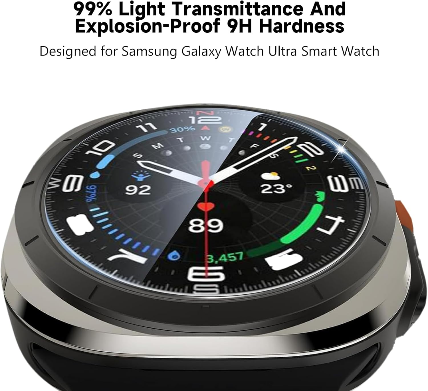 Agwenkui 2 Pack Screen Protector for Samsung Galaxy Watch Ultra - Protector for Samsung Watch with 9H Tempered Glass Full Cover Clear Guard Installation Alignment Frame (Easy Positioning Design) image number 2