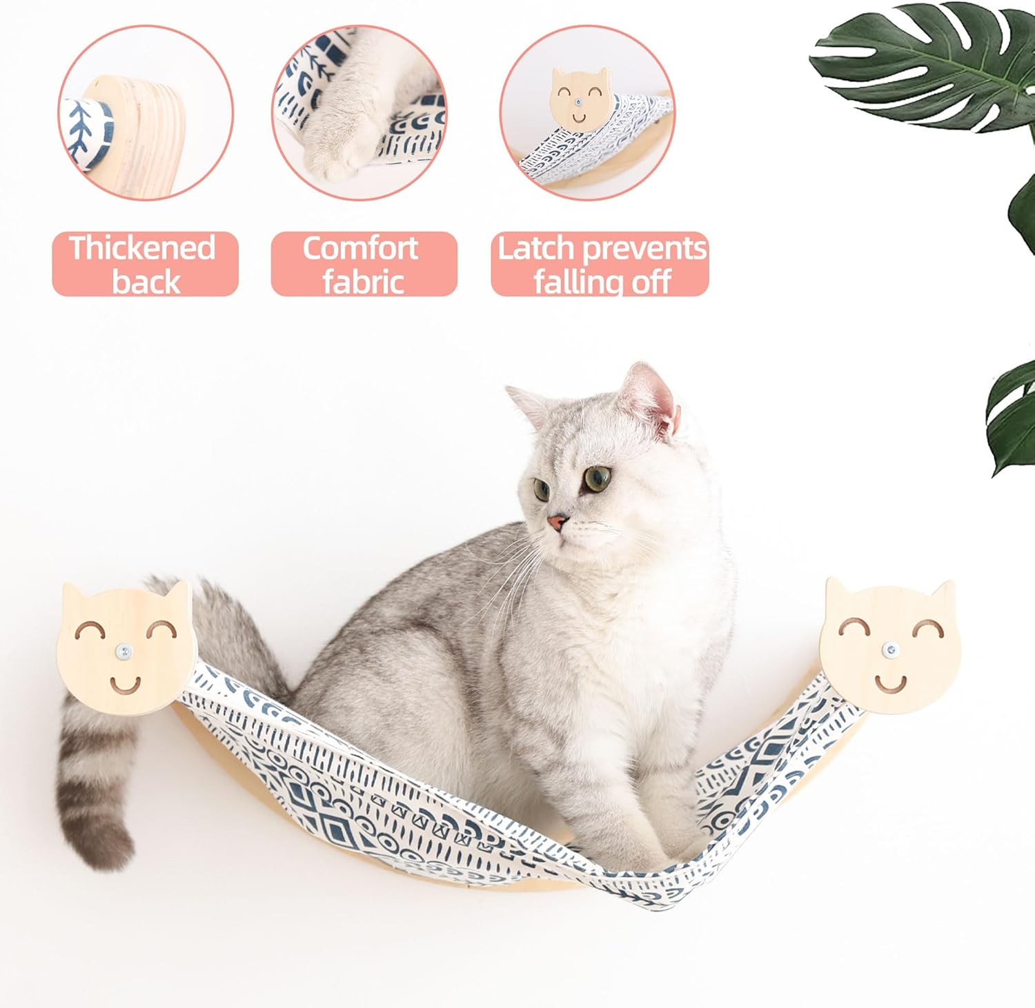 MIUZMORE Cat Furniture, Cat Wall Perch, with 2 Cat Step 2 Fabrics for Hammock - Cat Bed Wall Mounted - Cat Shelves and Perches for Wall - Climbing for Cats image number 4