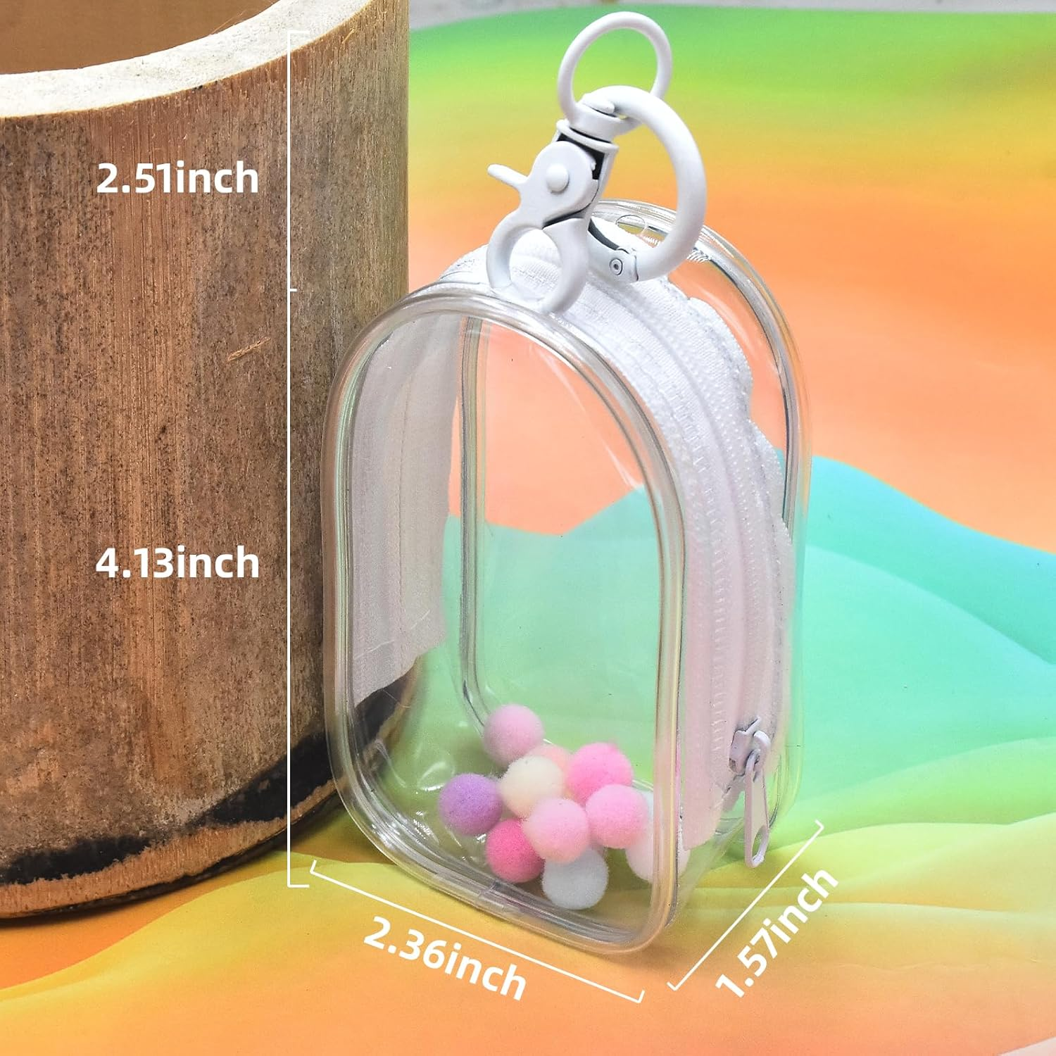 2PCS Clear Figure Display Case with Keychain Portable PVC Small Doll Bags Mini Hanging Doll Blind Box Organizer Zipper Closure Collectibles Display Bag for Mini Figures image number 2