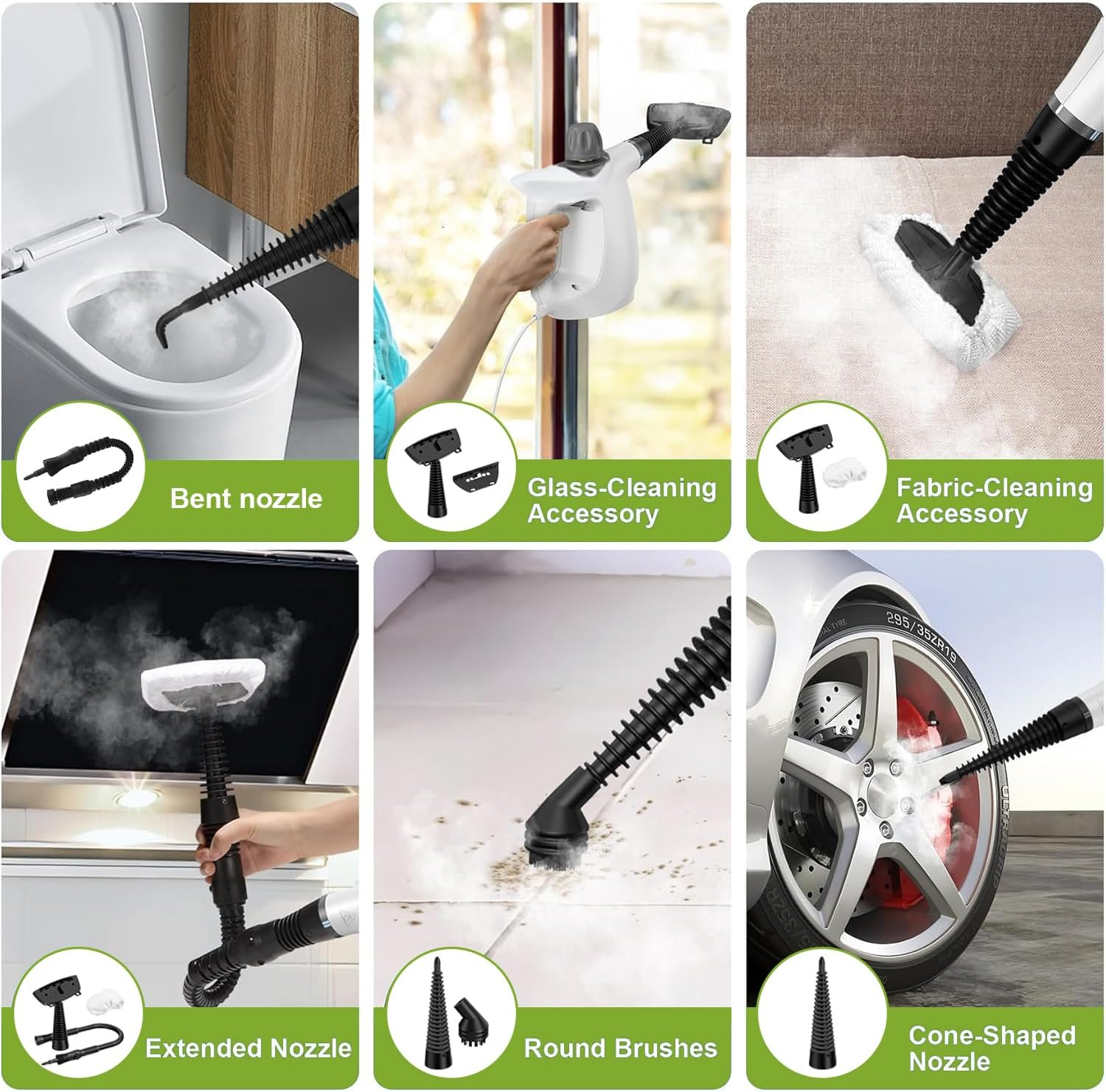 Handheld Steam Cleaner, Multi-Purpose High-Pressure Steam Cleaner, 9-Piece Accessory Set for Home, Kitchen, Upholstery & Car Detailing, Steamer for Cleaning, Fast Heating image number 3
