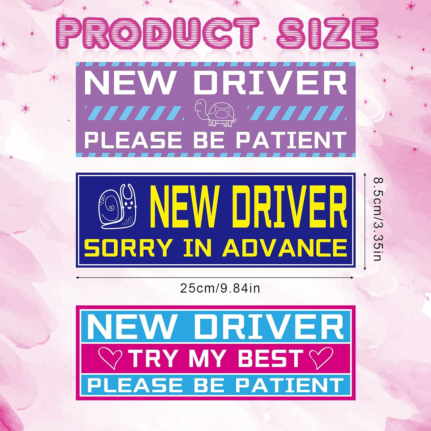 3Pcs New Driver Magnet for Car, Reflective Please Be Patient New Driver Signs Funny Student Driver Magnetic Bumper Sticker Removable Novice Driver Vehicle Safety Warning Sign image number 2