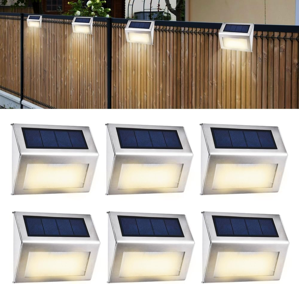 6PCS outside Solar Deck Step Lights, Solar Powered Outdoor Patio Lights Stair Lights, Waterproof Fence Solar Lights for Fence, Patio, Backyard, Garden, Pathway, Deck Railing, Wall Lighting image number 5