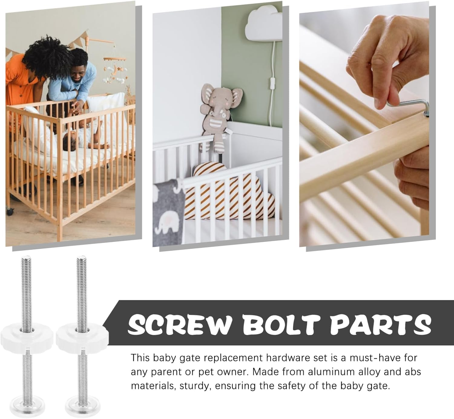 HEMOTON 4 Pack Pressure Gate Threaded Spindle Rod, M8 Baby Gates Accessory Screw Bolts Kit Fit for All Pressure Mounted Gates (125Mm) image number 4