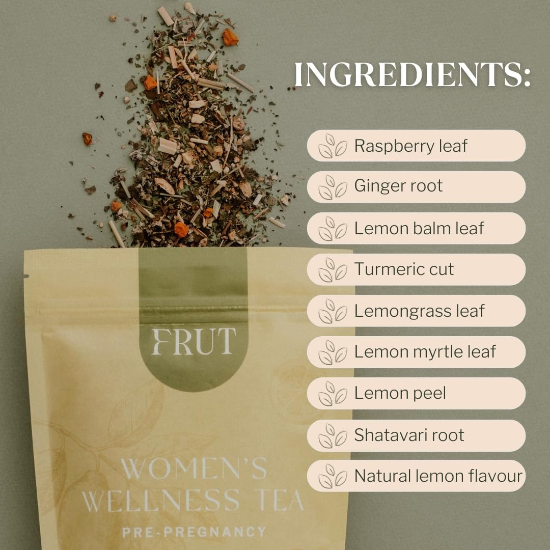Fertility Tea | Organic Women&rsquo;S Wellness Pre-Pregnancy Herbal Tea | Natural Lemon & Ginger Flavour | Caffeine-Free Raspberry Leaf Blend | Supports Women&rsquo;S Reproductive System | 100G Loose Leaf image number 2