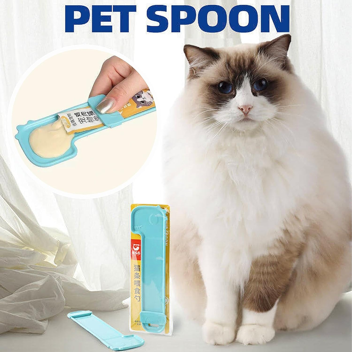 ANBOO 3 Pieces Cat Strip Squeeze Spoon, Cat Treat Dispenser, Feeder with Pet Food Cans, Feeding Spoon for Cat Strips, Cat Food Spoon, Feeding Scoop image number 2