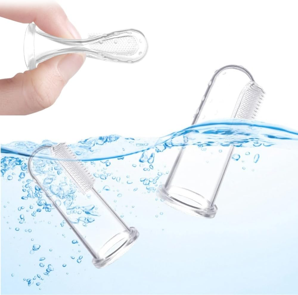 Poemtian 3Pcs Baby Finger Toothbrush Silicone Baby Kids Brush Oral Cleaning Transparent Teeth Cleaning Care ​Brush Infant Toothbrush for Newborn with Case