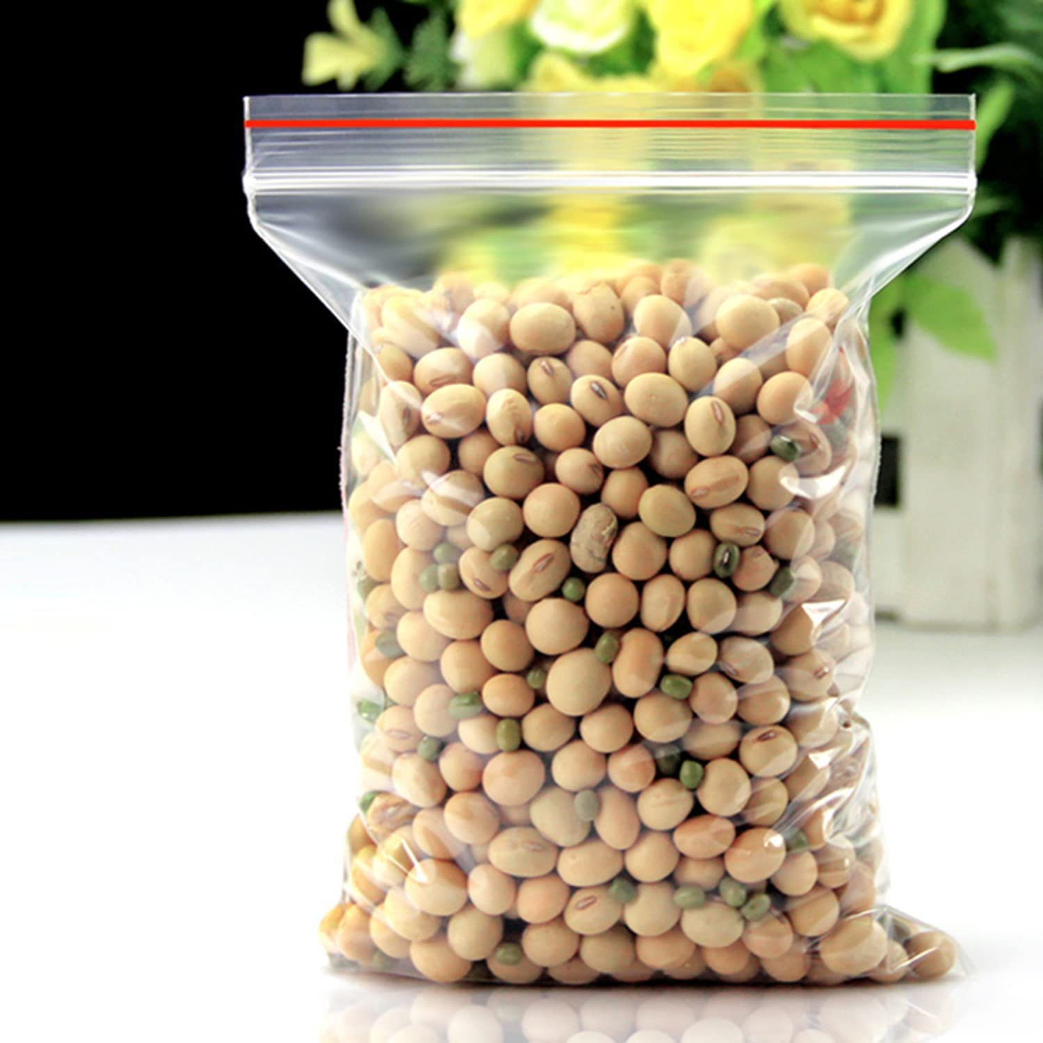 100Pcs Clear Plastic Ziplock Bags Resealable Poly Food Storage Packing Bags for Jewelry, Candy, Nut (12Cm*17Cm) image number 2