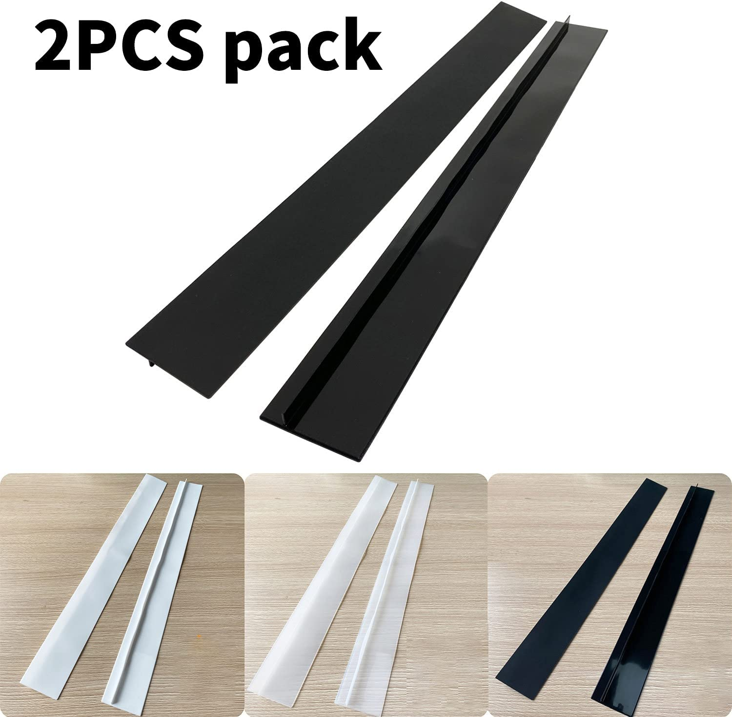2PC Set Silicone Stove Gap Cover Guard Spill Seal Slit Home Garden Kitchen Accessories Kitchen Cooktop Counter Strip 21Inch (21 Inch, White) - White image number 3