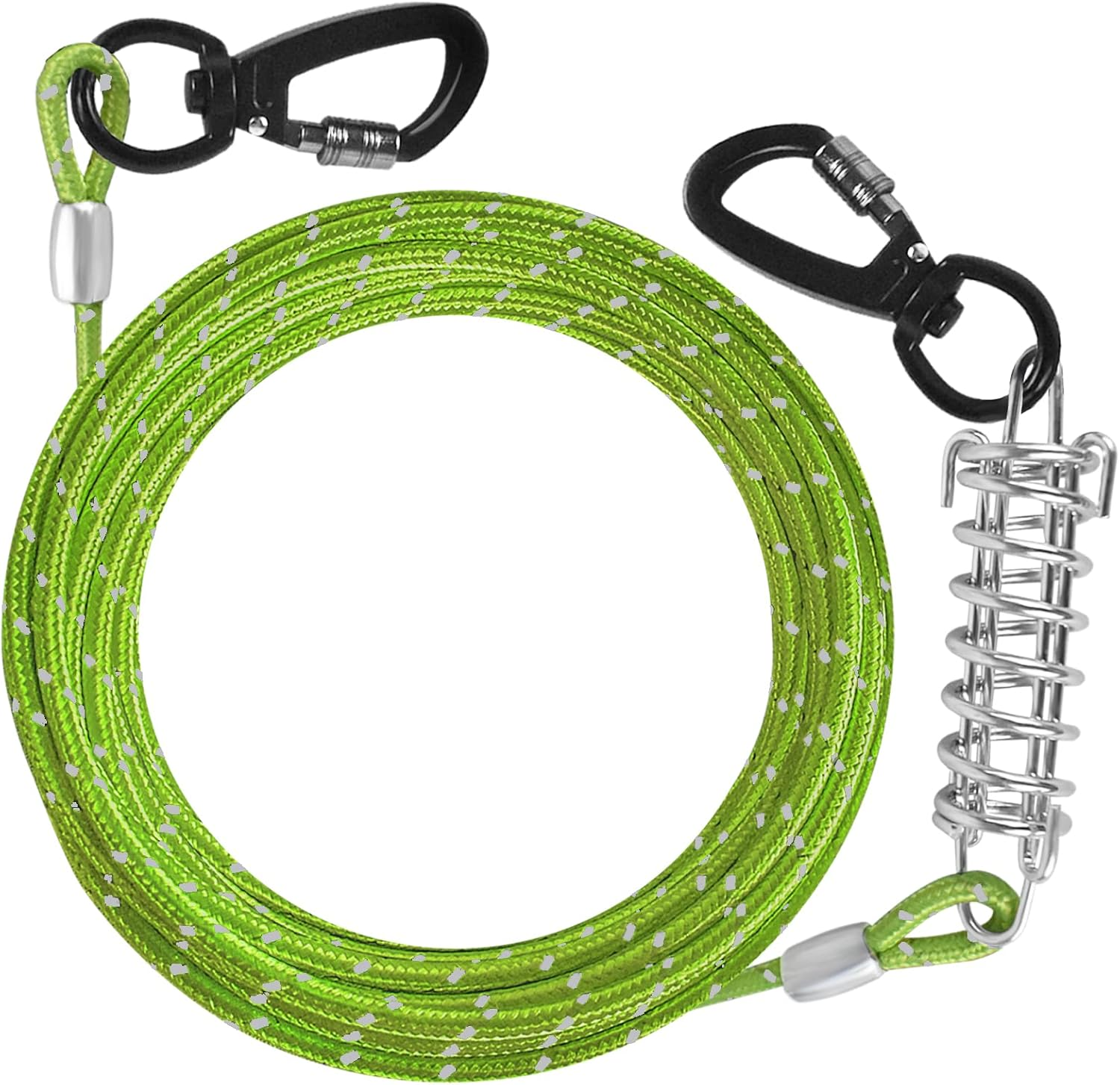 VIVBOO Dog Tie Out Cable 10Ft/15Ft/20Ft/30Ft Dog Runner for Yard and Outdoor with Swivel Hook Green/Blue/Purple Reflective Lead Dog Chains for Training Small to Medium Dogs up to 100Lbs