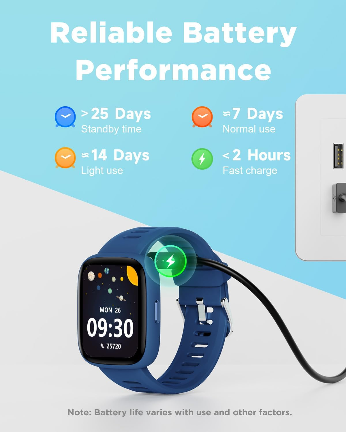 BIGGERFIVE Smart Watch for Kids, 1.8" Fitness Tracker Watch Pedometer, IP68 Waterproof, Sleep Monitor, Calorie Step Counter, 5 Puzzle Games With/Without APP for Girls Boys Teens 5-16