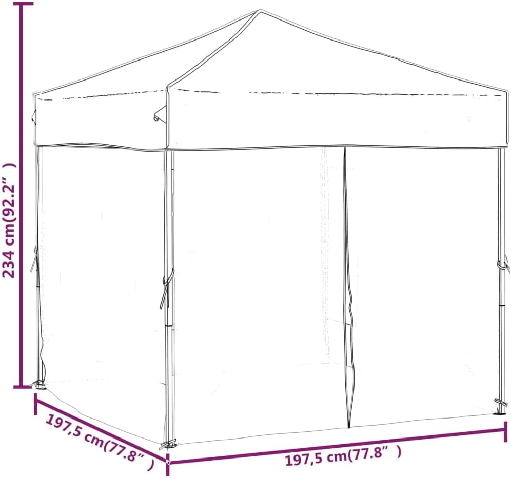 Vidaxl Folding Party Tent with Sidewalls Outdoor Garden Gazebo Pavilion Marquee Canopy Shelter Event Tent Camping Gazebo Anthracite 2X2 M image number 6