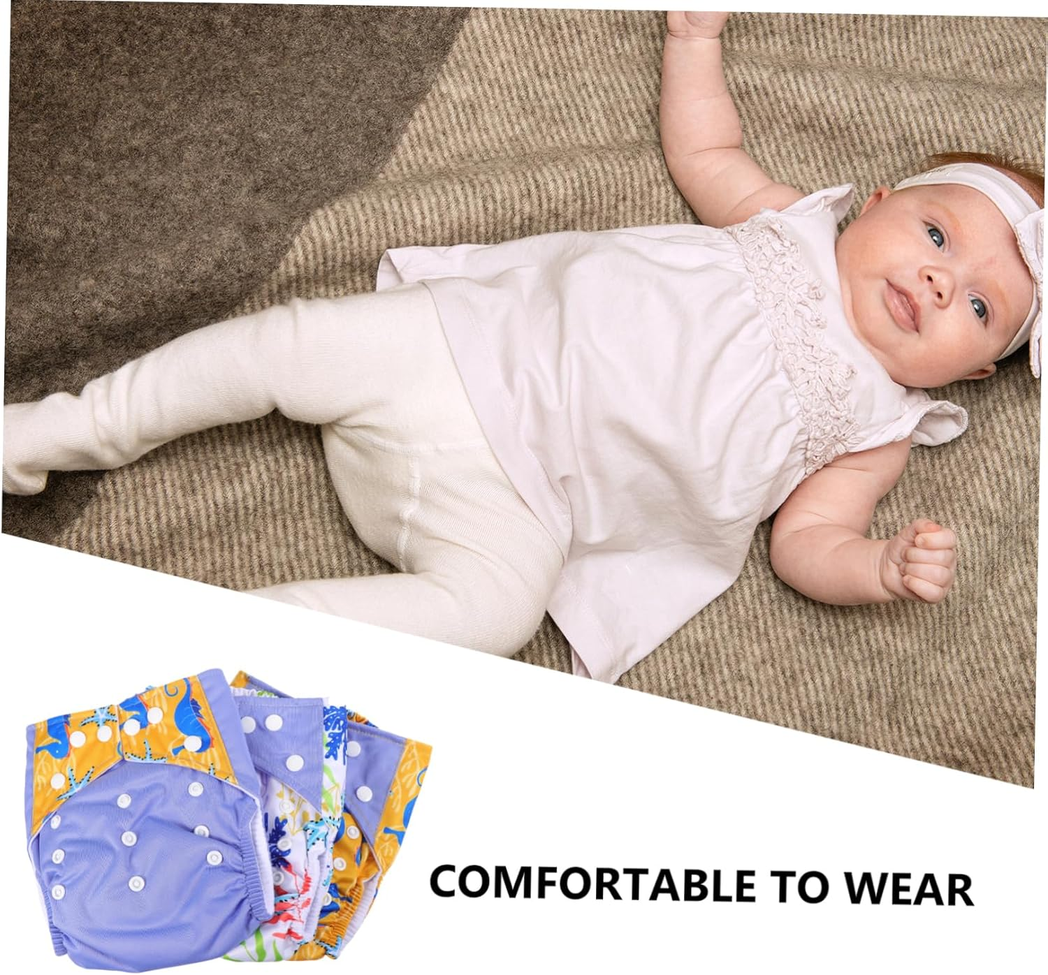 3Pcs Cloth Diapers for Boys Girls Absorbent Diaper Pants Soft Elastic Closure Comfortable for Birthday image number 5