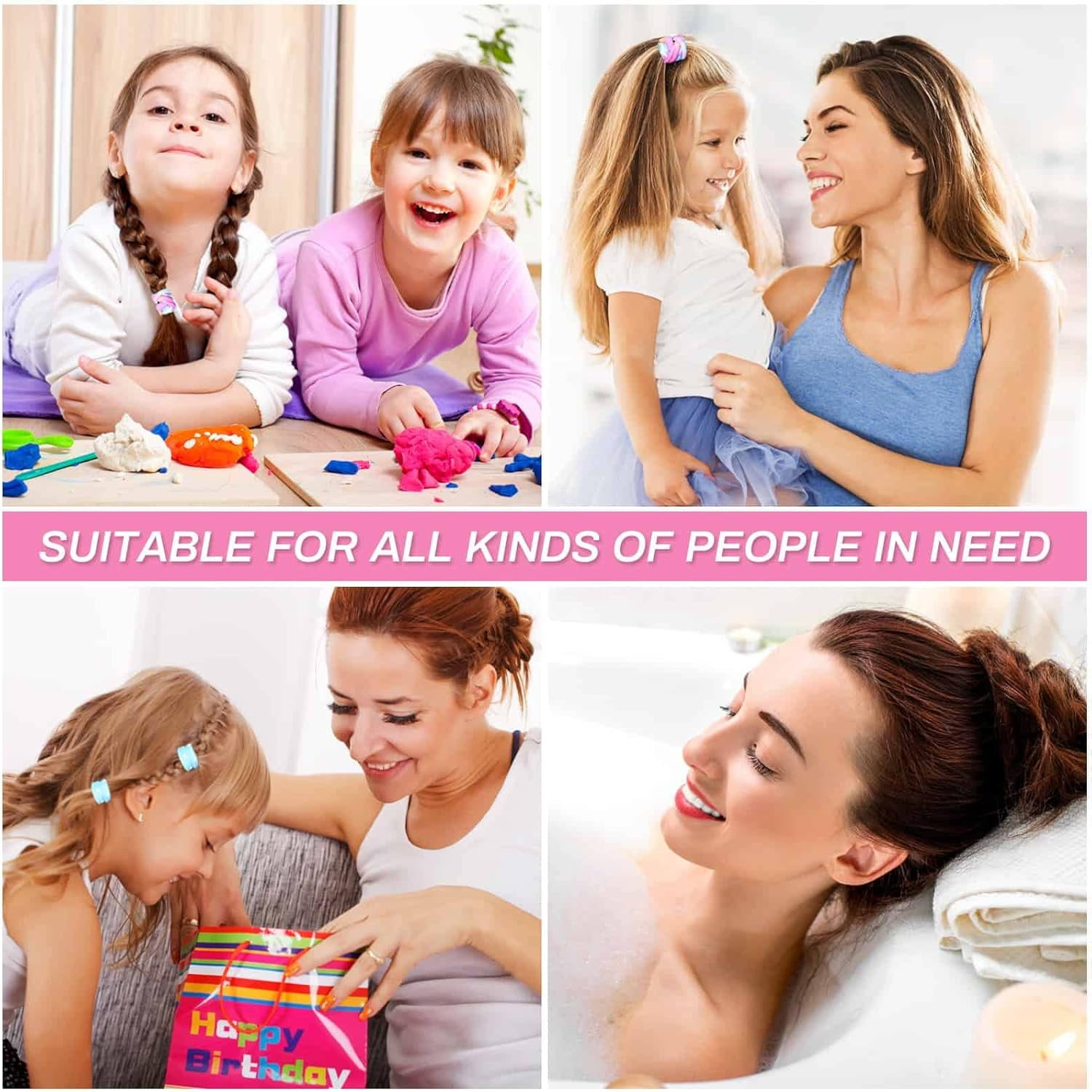 Anezus 54Pcs Hair Ties for Girls and Women, Nylon Hair Elastics Hair Bands Ponytail Holders Soft Hair Ties No Damage for Girls Thick Straight Curly Hair Multi-Colored - Black image number 3