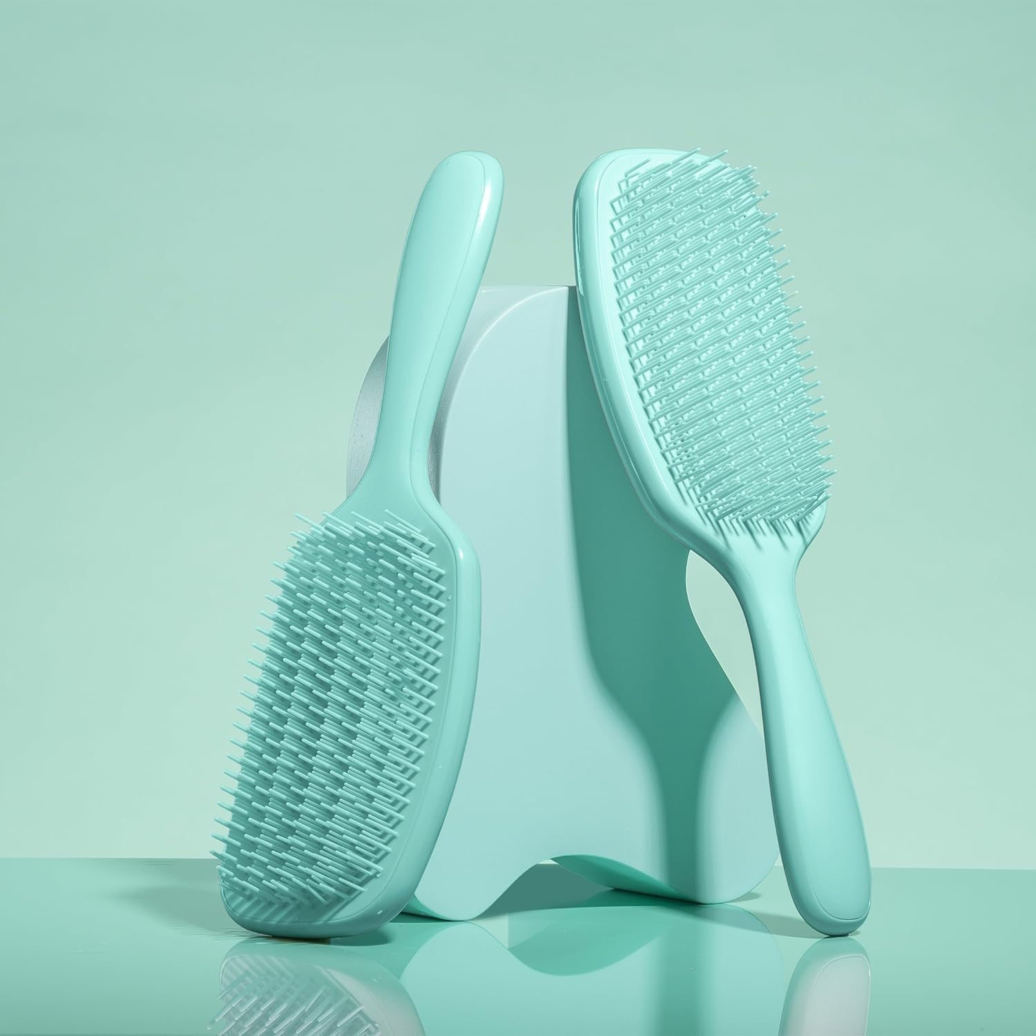 Nature Spell No Knots Detangling Hair Brush | Detangles All Hair Types | for Wet & Dry Hair | Eliminates Knots & Reduces Breakage | (Glossy Turquoise) - Glossy Turquoise image number 3