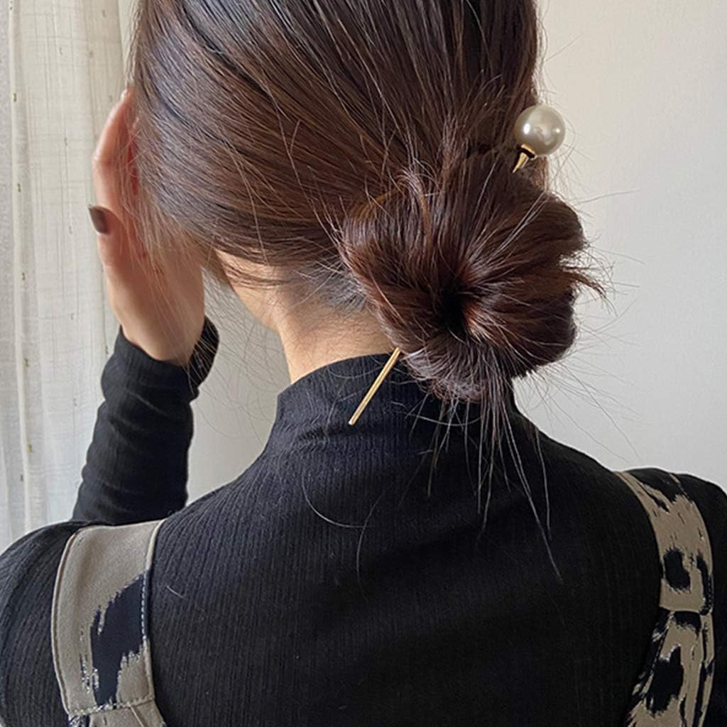 Faux Pearl Ball Hair Pins Vintage Metal Chopsticks Hairpins Hairpins Updo Bun Holder Decorative Hair Accessories Styling Accessories Hair Clips for Women Wood image number 1