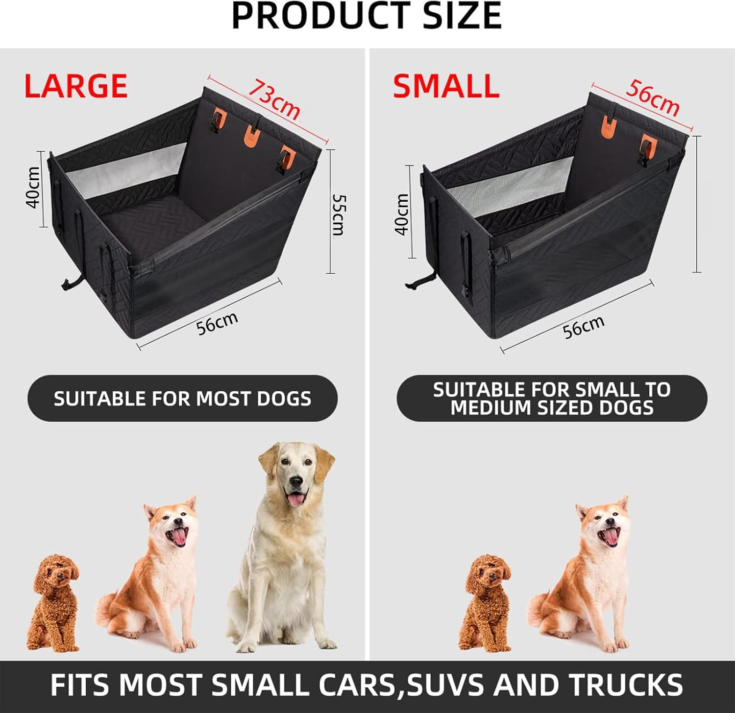Cozioz Large Dog Car Seat with Back Seat Extender, Waterproof Pet Bed and Car Hammock for Medium & Large Dogs, Backseat Cover for Travel &ndash; Black (L Size) image number 4