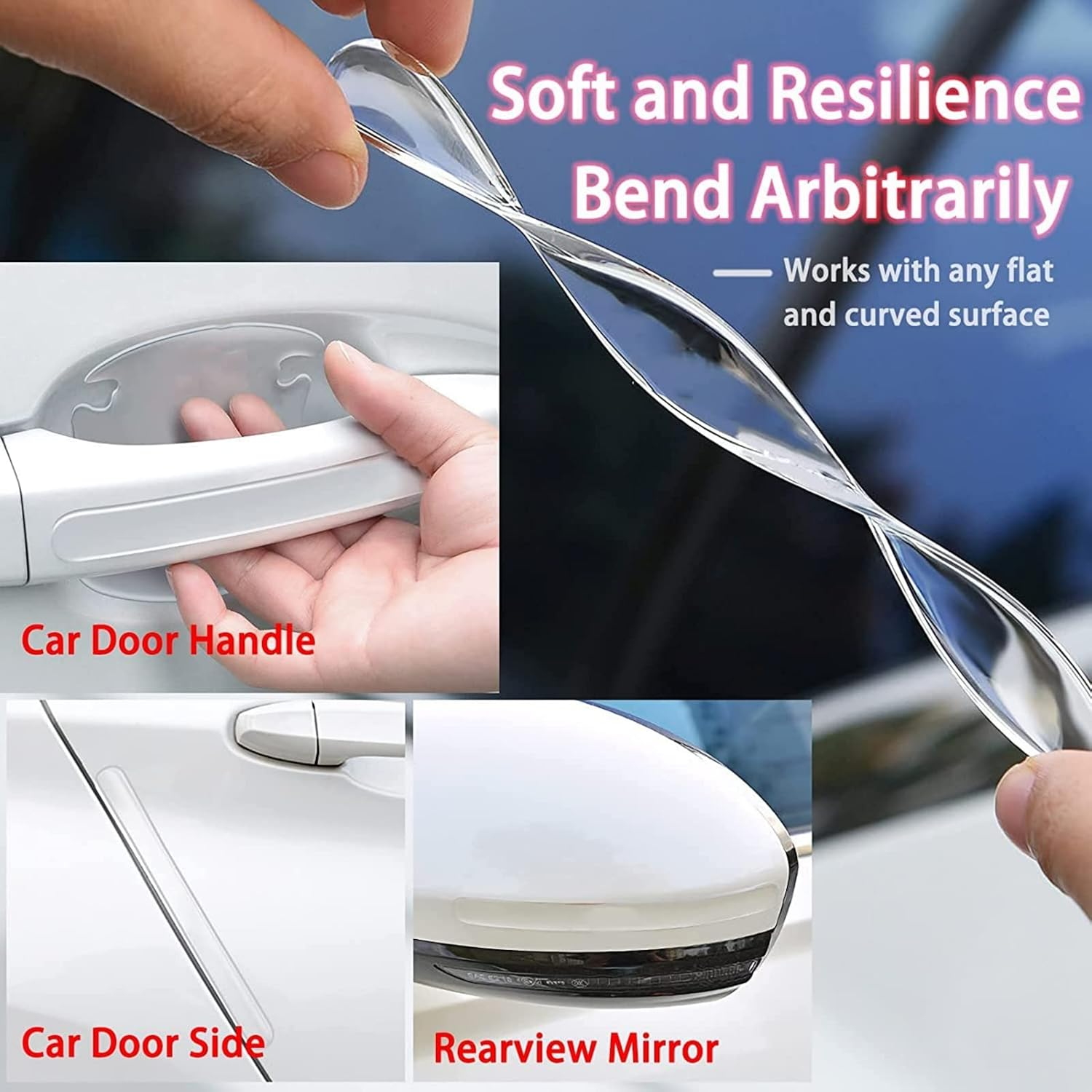 8 Pcs Car Door Handle Protectors - Transparent Waterproof Anti-Scratch Paint Universal Cup Handle Sticker image number 3