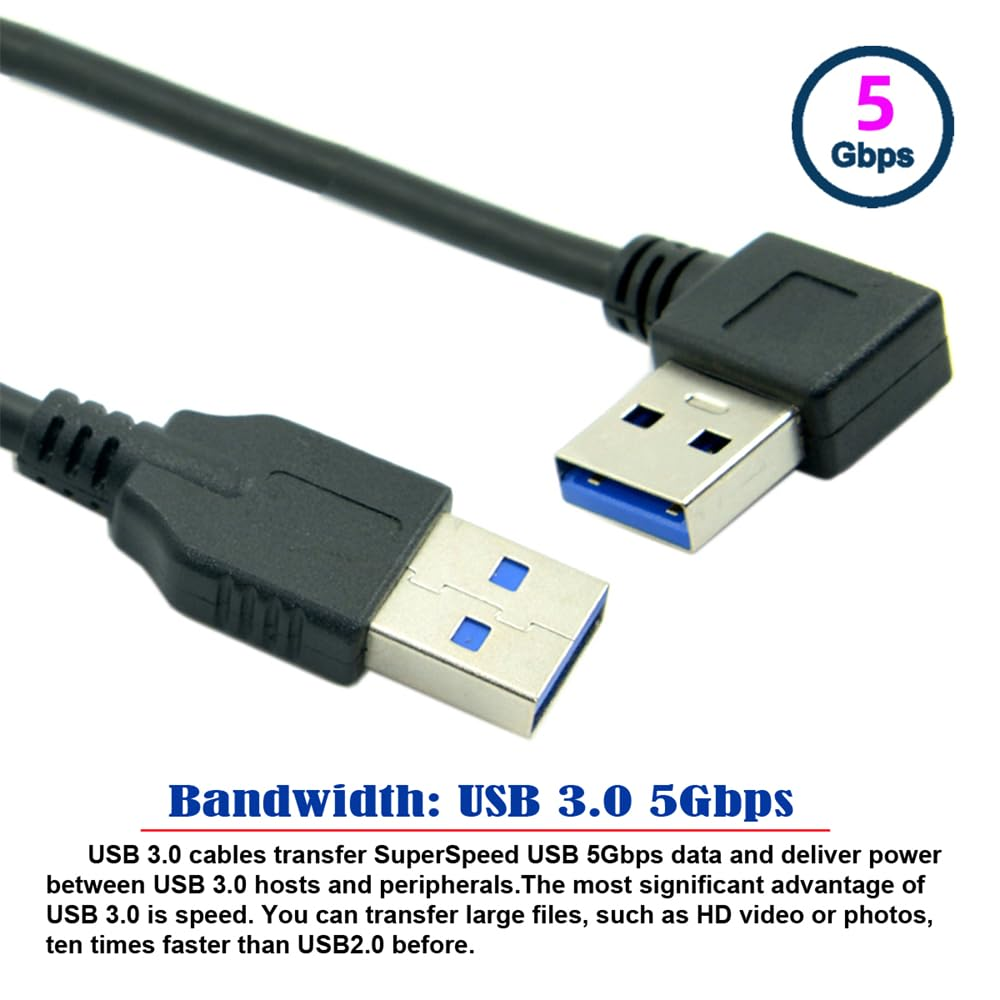 NFHK 90 Degree Right Angled USB 3.0 a Type Male to Straight a Type Male Data Cable 40Cm image number 1