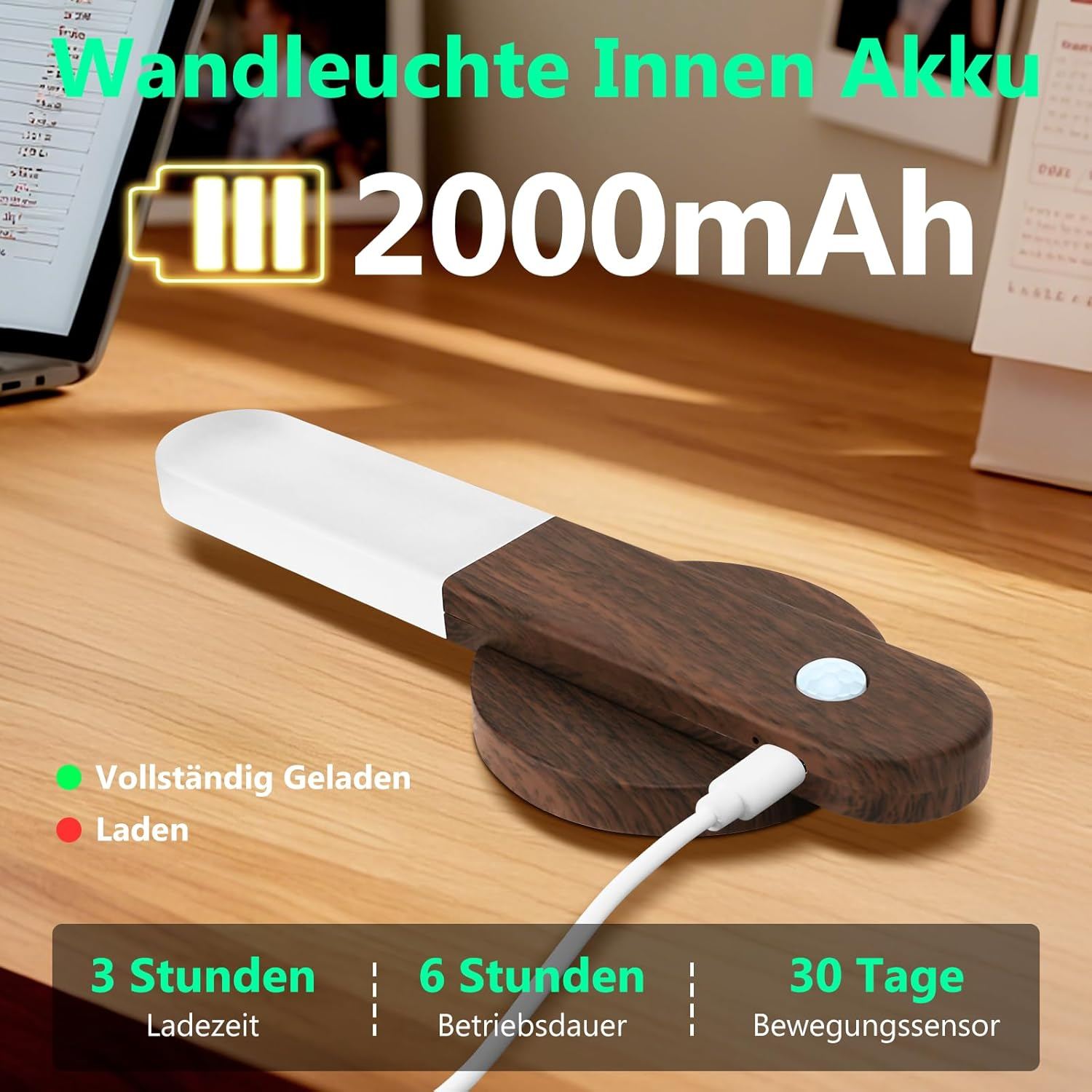 Toowell Battery Wall Light Indoor Wall Light without Power Connection Battery Wall Lamp with Motion Sensor Night Light with Motion Sensor image number 2