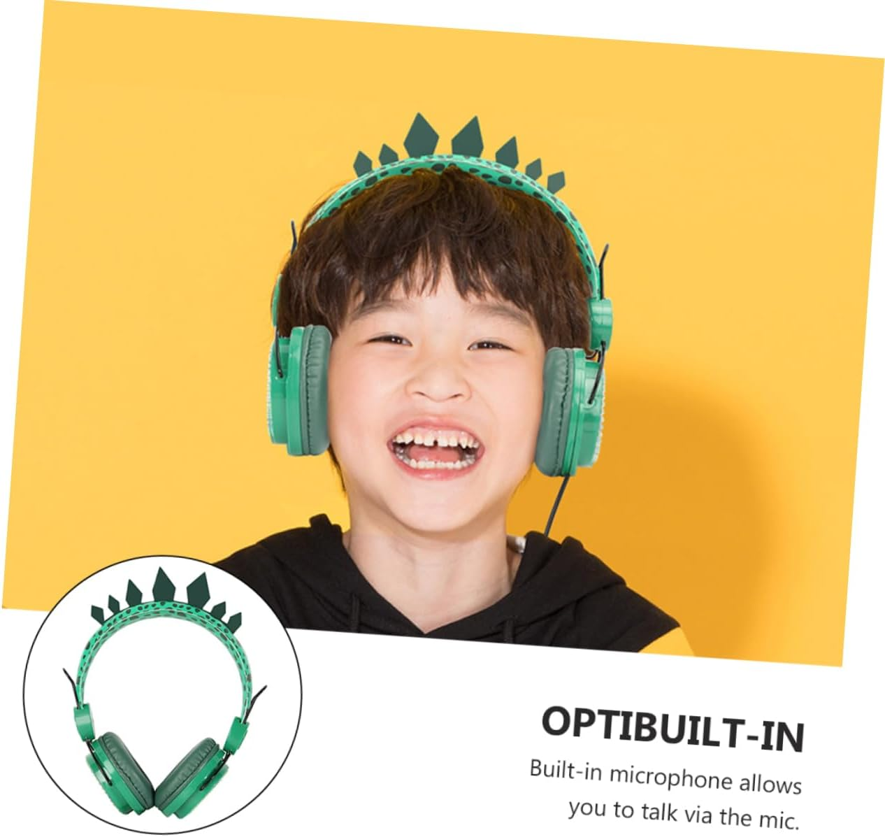SHINEOFI Boy Girl'S Headphones Dinosaur Design over Ear Headphone Microphone for Boys and Girls for Travel and School Use image number 2