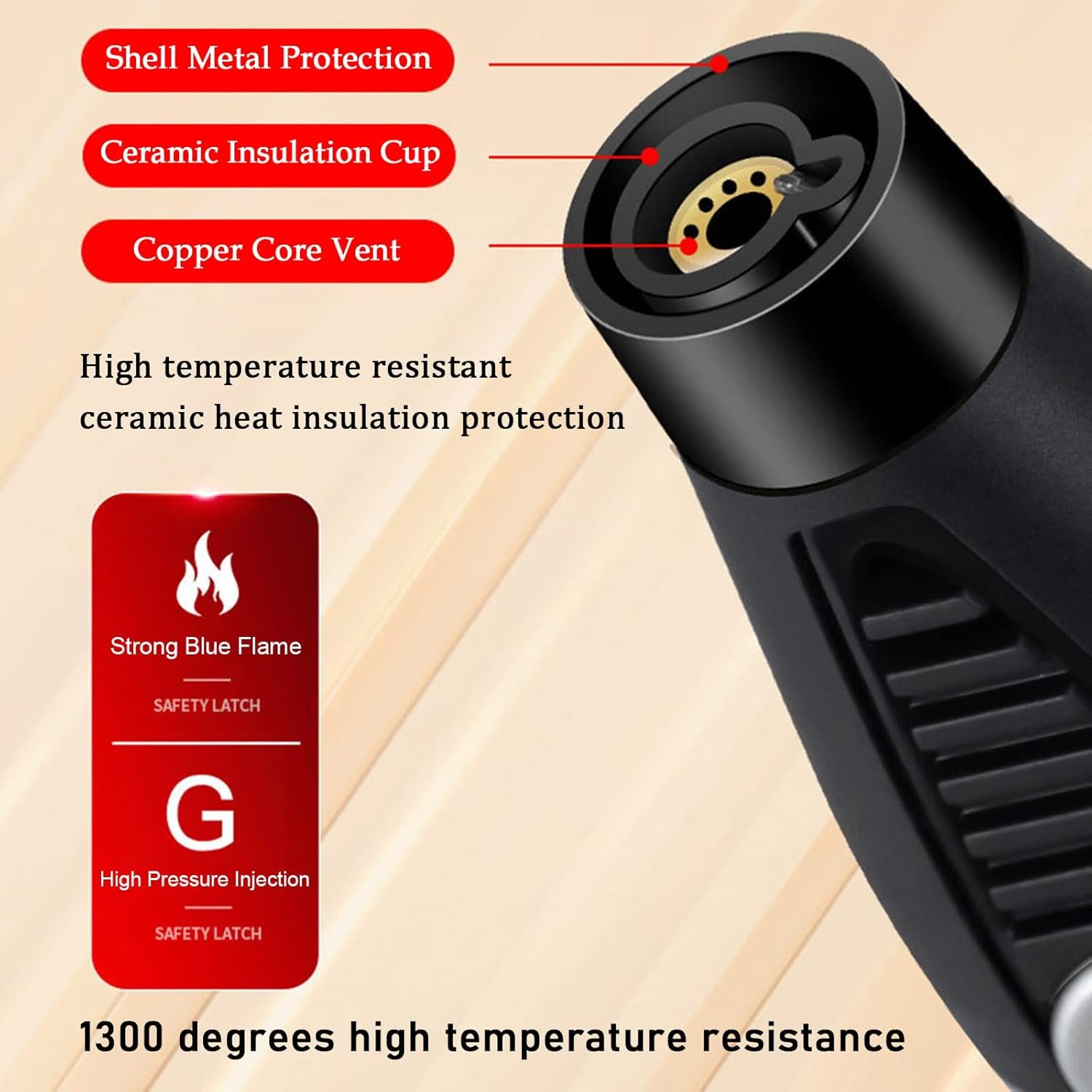 3 Pack of Torch Lighter, Jet Flame Lighter Refillable Butane Gas with Visible Fuel Tank, Windproof with Flame Fixed Lock and Adjustable Flame Lighter for Kitchen,Outdoor,Bbq(Without Butane Gas) image number 6