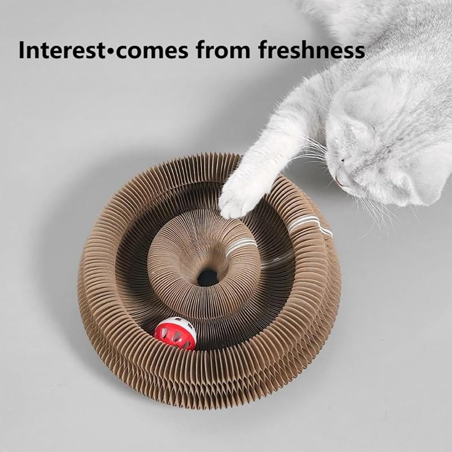 YAKESD Magic Organ Cat Scratcher Board - Interactive Foldable Cat Scratching Pad with Bonus Kring Ball Toy - Durable & Recyclable Cat Toy image number 5