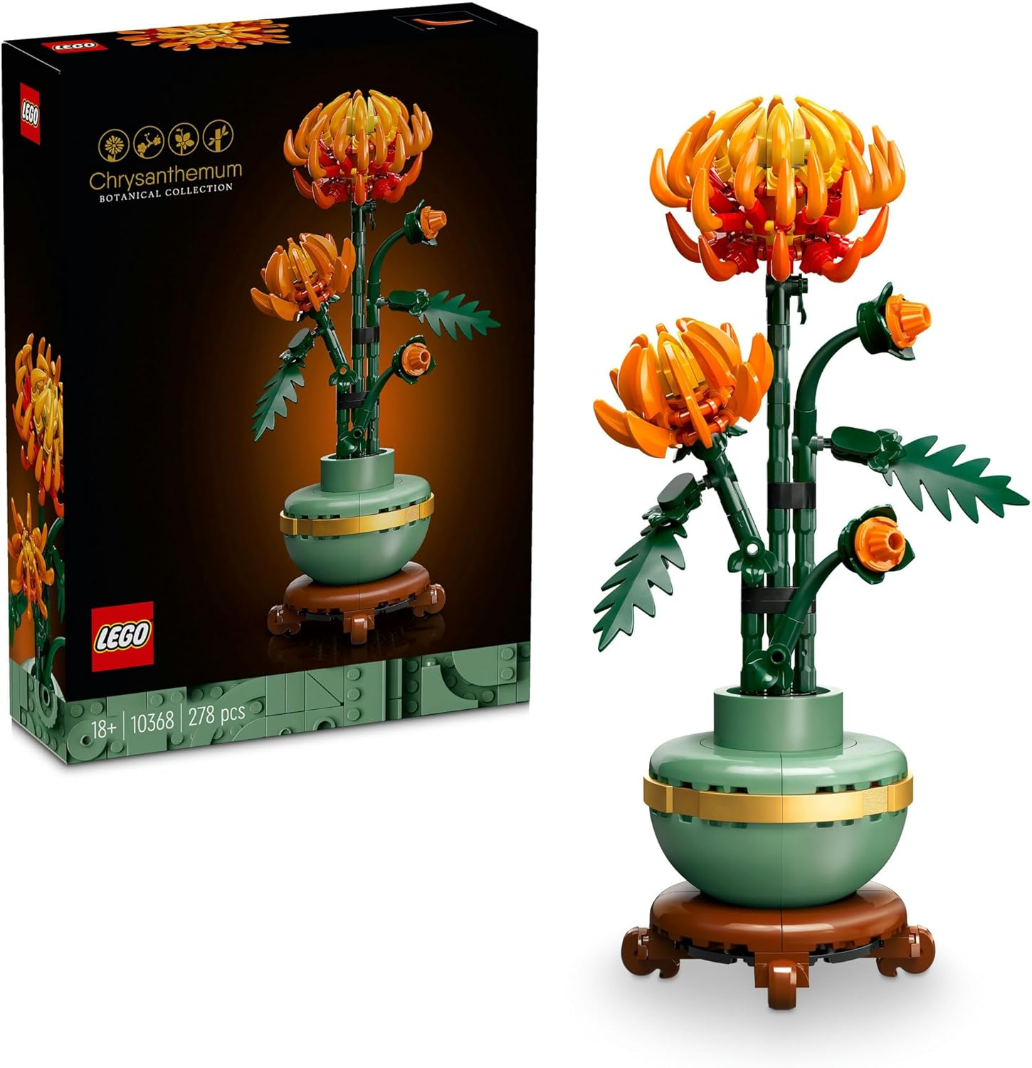 LEGO Botanicals Chrysanthemum Flower Building Set, Creative Model Kit for Adults to Build, Artificial Plant Toy for Women, Men, Her or Him, Home Decor or Office Display, Botanical Collection 10368 image number 3