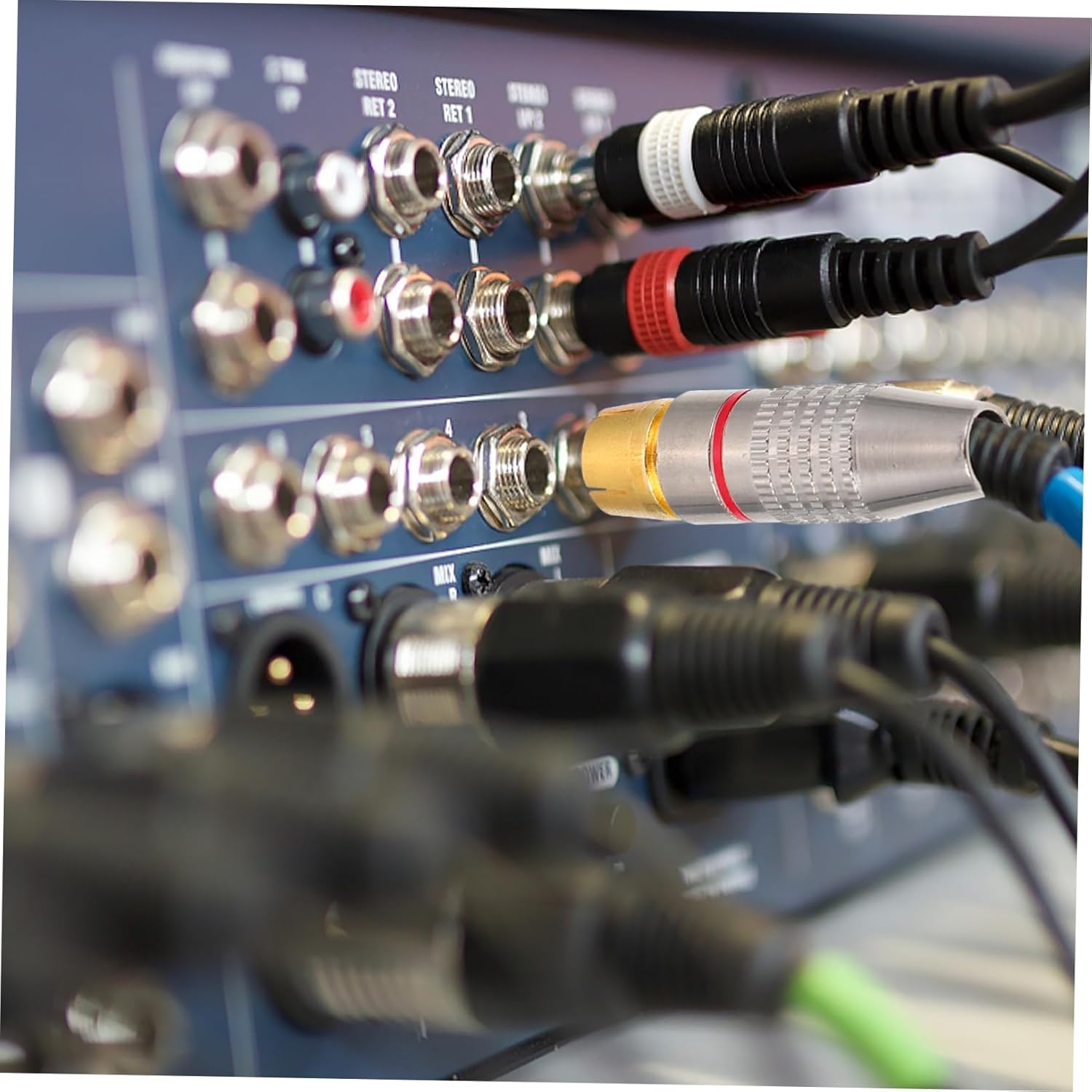 FELTECHELECTR 4Pcs Gold-Plated Male Audio Plugs Connector Set for Speaker and Av Cable Professional Hi-Fi Sound System Accessories with Colored Rings for Home Theater image number 6