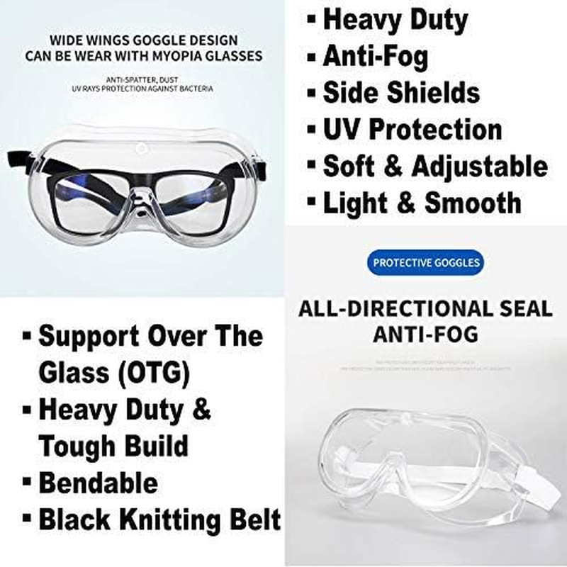 POWERLAP PRO Large Clear Safety Goggles Soft Tough Bendable Progear | Safety Glasses Impact Resistant | Protective Glasses Shooting Glasses Eye Protection Eye Shield Protective Eyewear Goggle image number 3