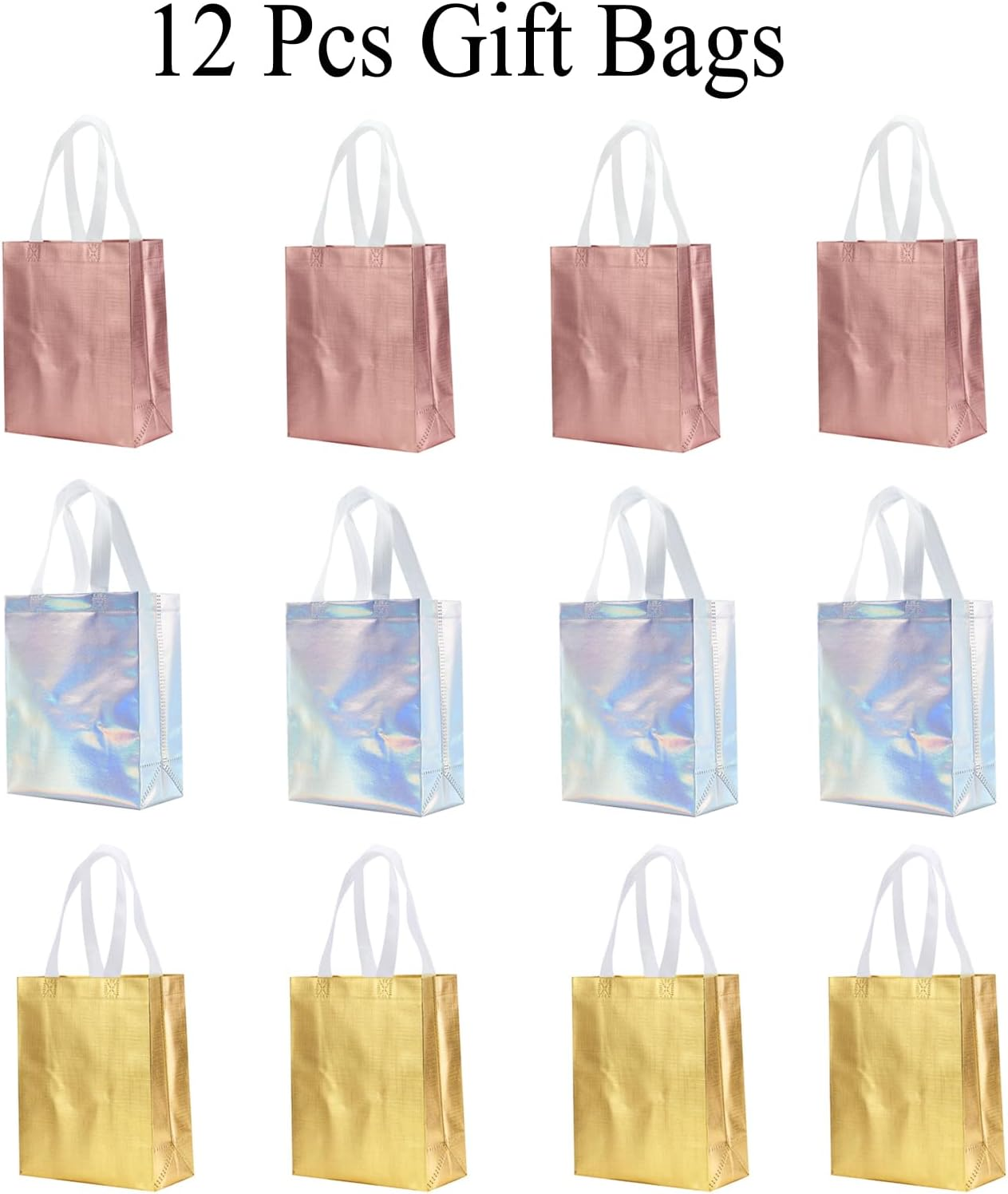 Mix Color Gift Bag Set of 12 Reusable Medium Size Favor Bags for Party Wedding Christmas 8X4X10 Inches image number 2