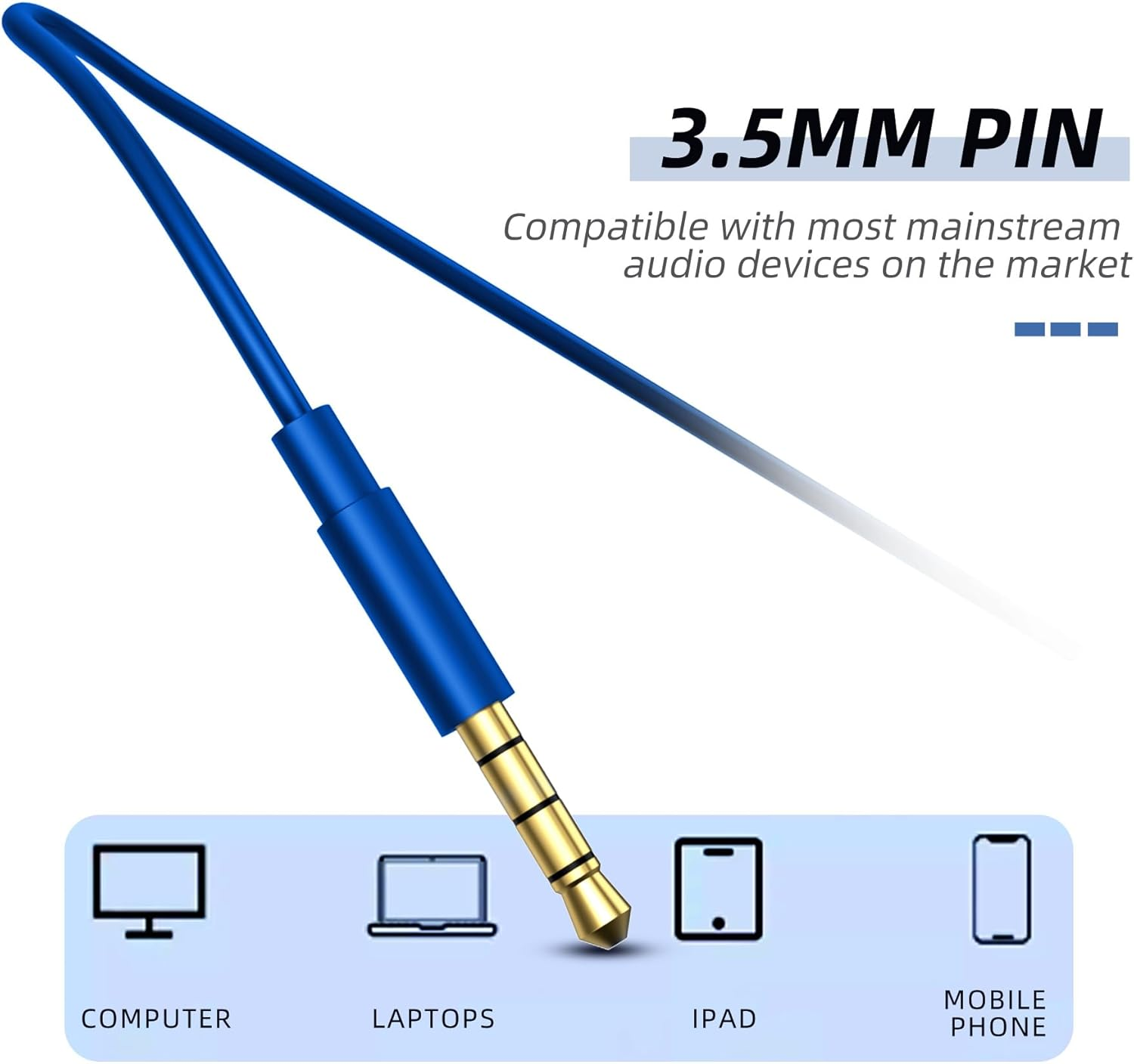 MORMOQUE EP-06 Wired Earbuds In-Ear Earphones,Build-In Microphone Noise Isolating Headphones,3.5Mm Jack 4.9Ft Long Cord Ear Buds,Hd Bass Audio,With 6 Ear Tips,For Smartphones/Laptop/Computer Etc-Blue image number 3