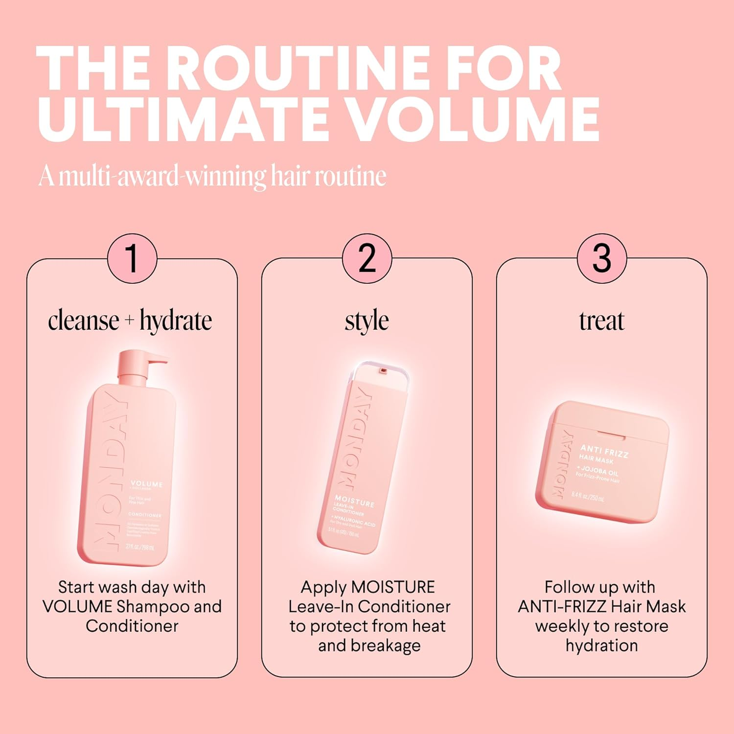 MONDAY HAIRCARE Volume Conditioner for Thin, Fine, and Oily Hair, Made from Coconut Oil, Ginger Extract, & Vitamin E, 100% Recyclable Bottles, 798Ml image number 6