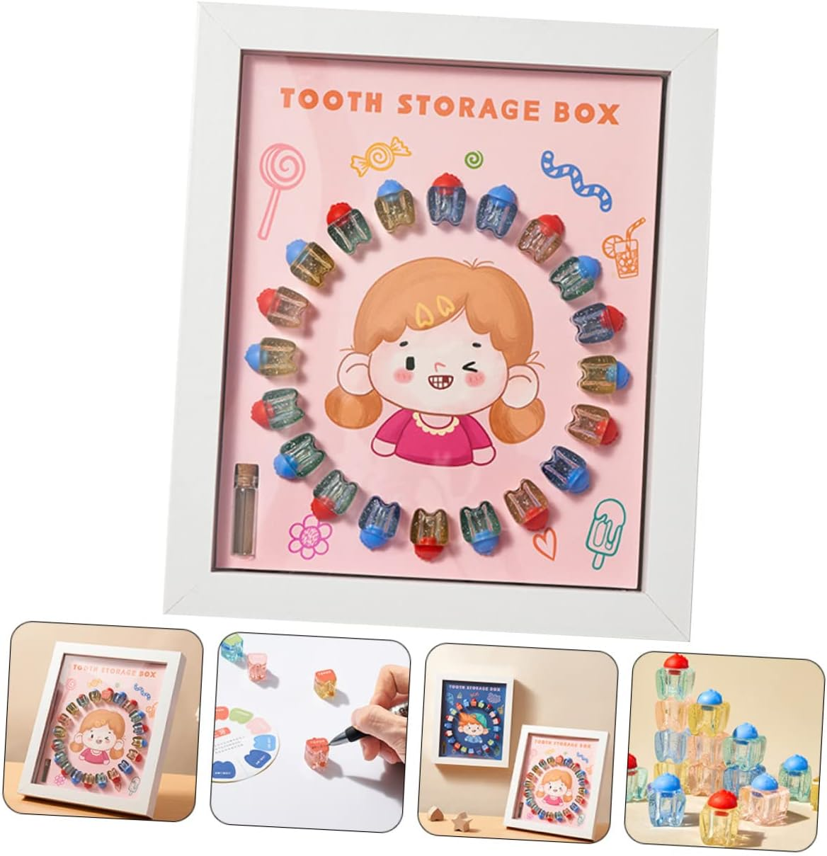 Baby Tooth Collection Box and Keepsake Case for Kids Crystal Material Photo Frame Deciduous Teeth Holder Suitable for And image number 1