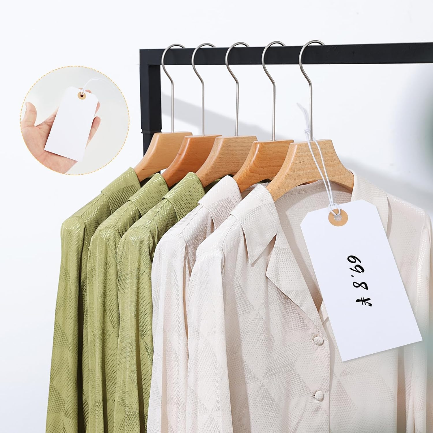 Ztowoto 100 Pcs Gift Tags ，Writable Blank Price Tags with String，12 * 6Cm Gift Tags with String Attached,Price Tag Price Labels for Product Jewelry Clothing Tags Pricing Gift Yard(2 Colour) image number 6