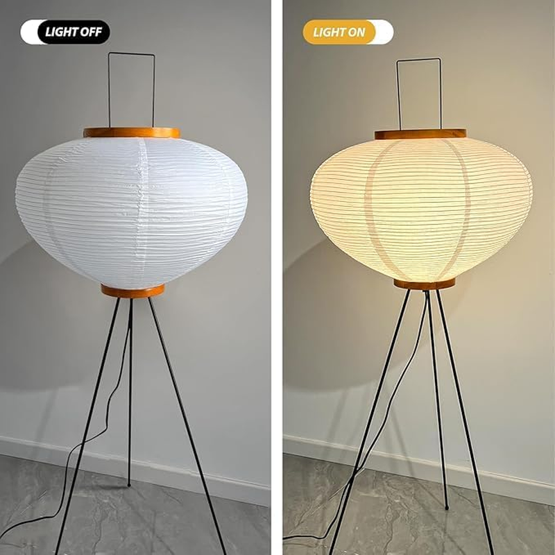 Noguchi Paper Lamp, Rice Paper Akari Floor Lamp, Paper Lantern Lamp with Washi Paper Shade, Ideal for Bedside, Living Room, and Japandi D&eacute;cor image number 2