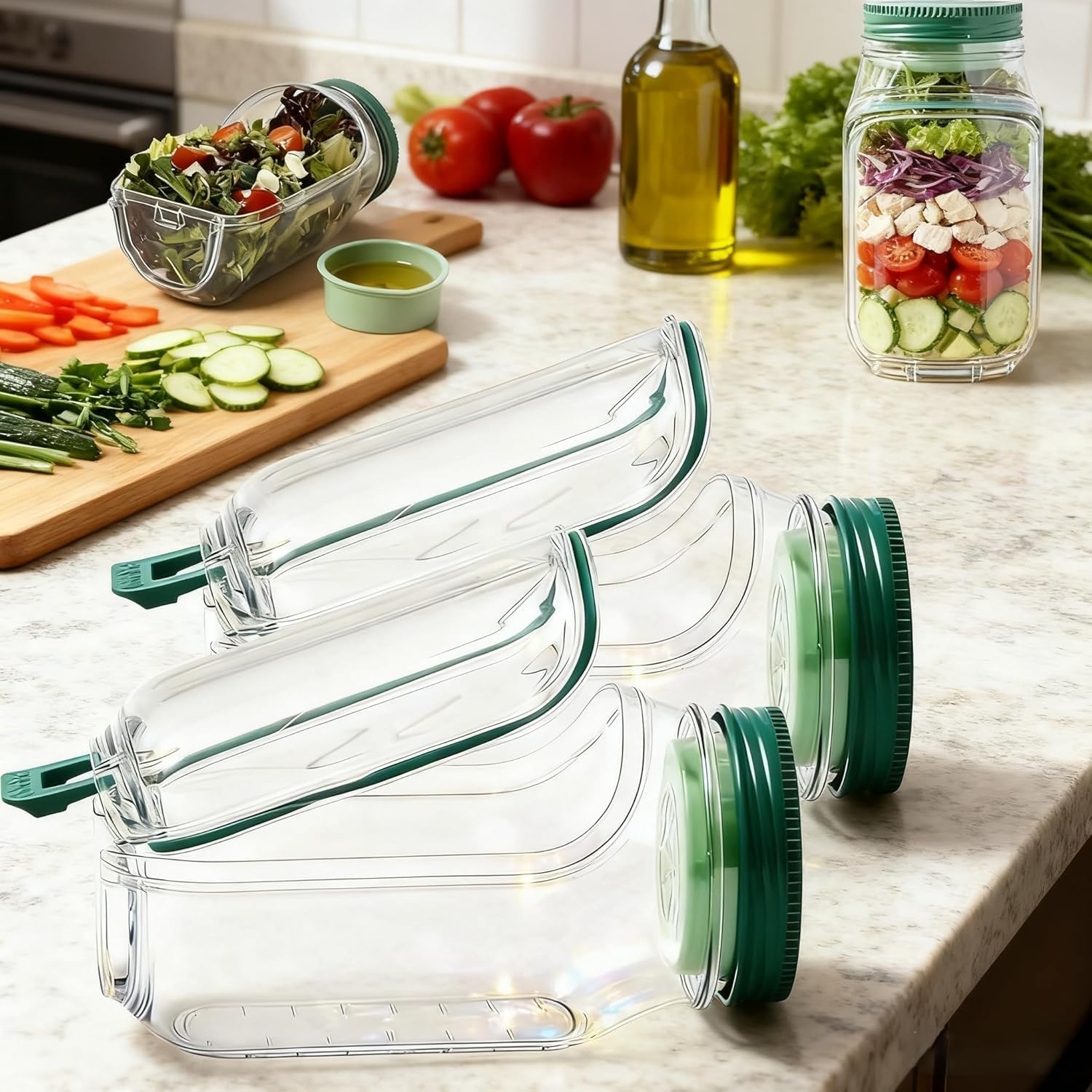 1Pcs Salad Jar, Salad Mason Jars with Side Open, Portable Salad Container, Leakproof Snack Box with Lid, Separate Sauce Box for Meal Prep Home Outdoor Travel (1Pc)